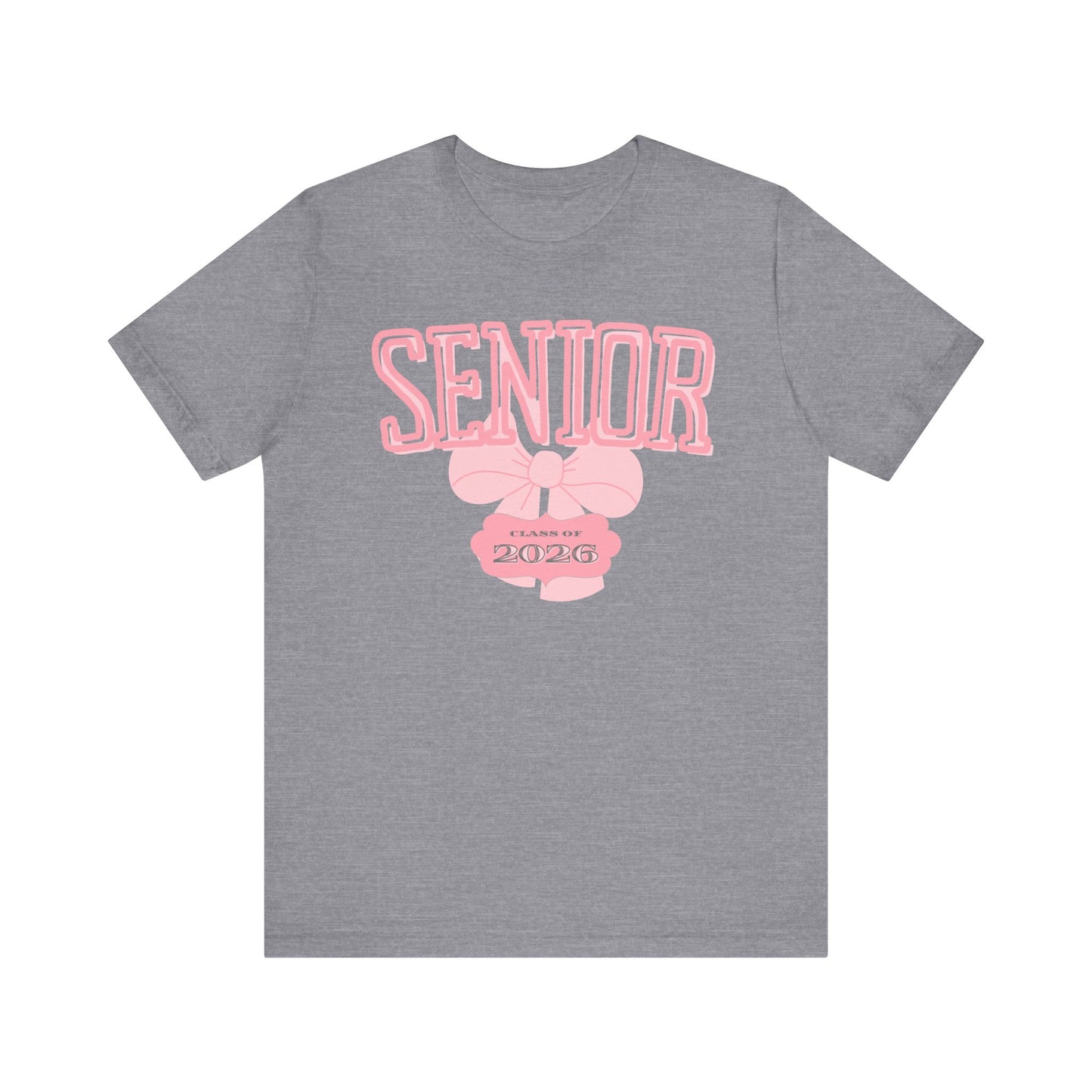 Senior Class of 2026 Bow Graphic Bella Canvas Tee, Cute College Shirt, Unisex Short Sleeve Top, Gift for Students, High School Graduation Apparel