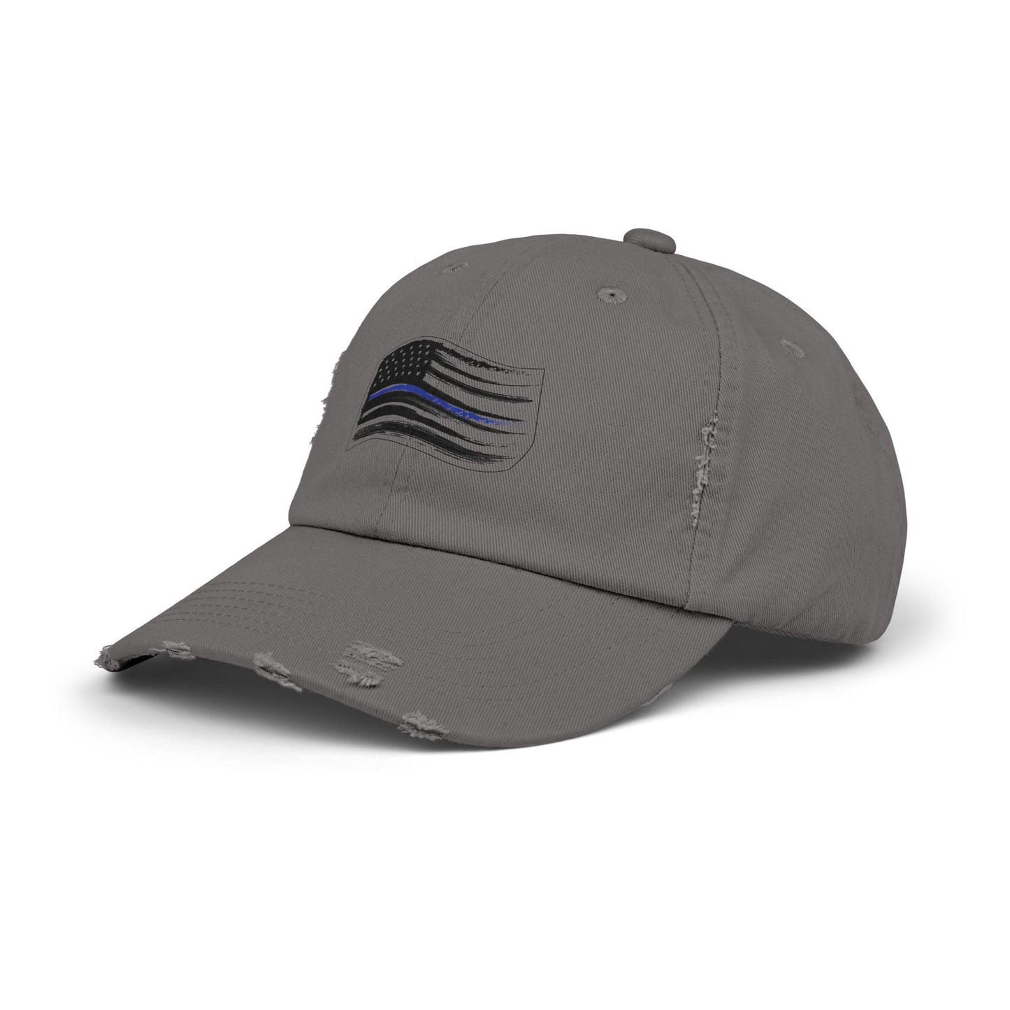 Thin Blue Line Flag, Unisex Distressed Cap, Funny Hat, Casual Gift, Everyday Wear, Cool Accessory, Adjustable Cap