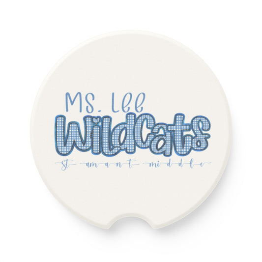 Personalized, St Amant Middle School Wildcats Soapstone Car Coaster | Vehicle Accessory, Car Gift, Home Decor, Unique Gift, Wildcat Pride