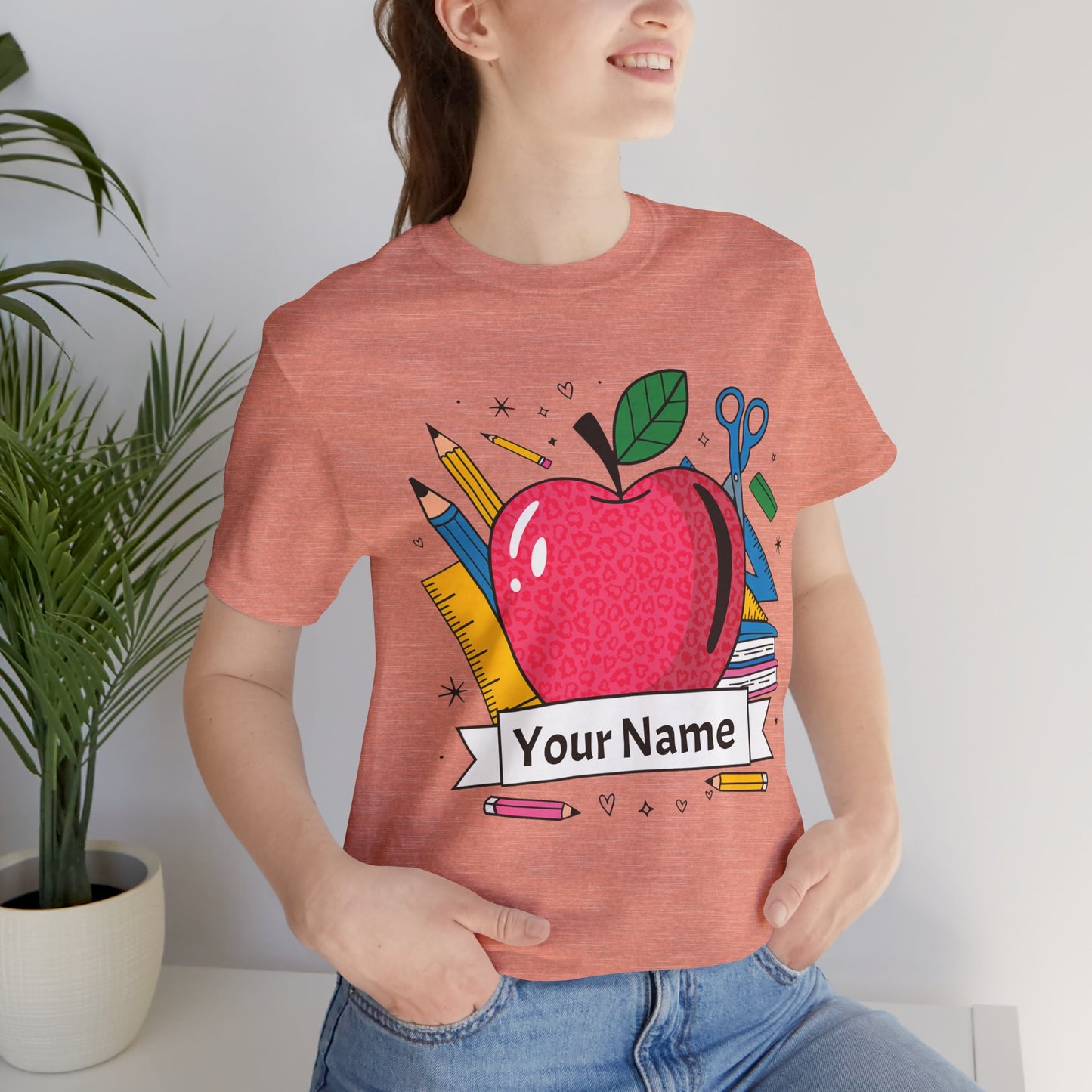 Personalized Teacher T-Shirt, Custom Apple Tee, Back to School Gift,