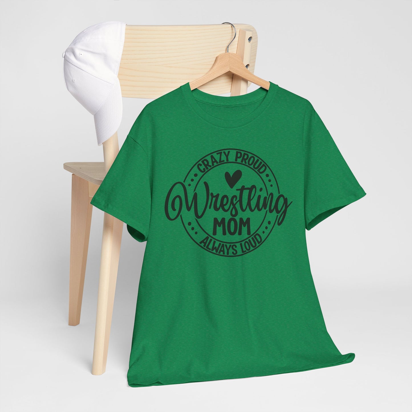 Wrestling Mom Tee, Unisex Heavy Cotton Tee, Proud Mom Shirt, Gift for Wrestling Moms, Sports Apparel, Birthday Gift