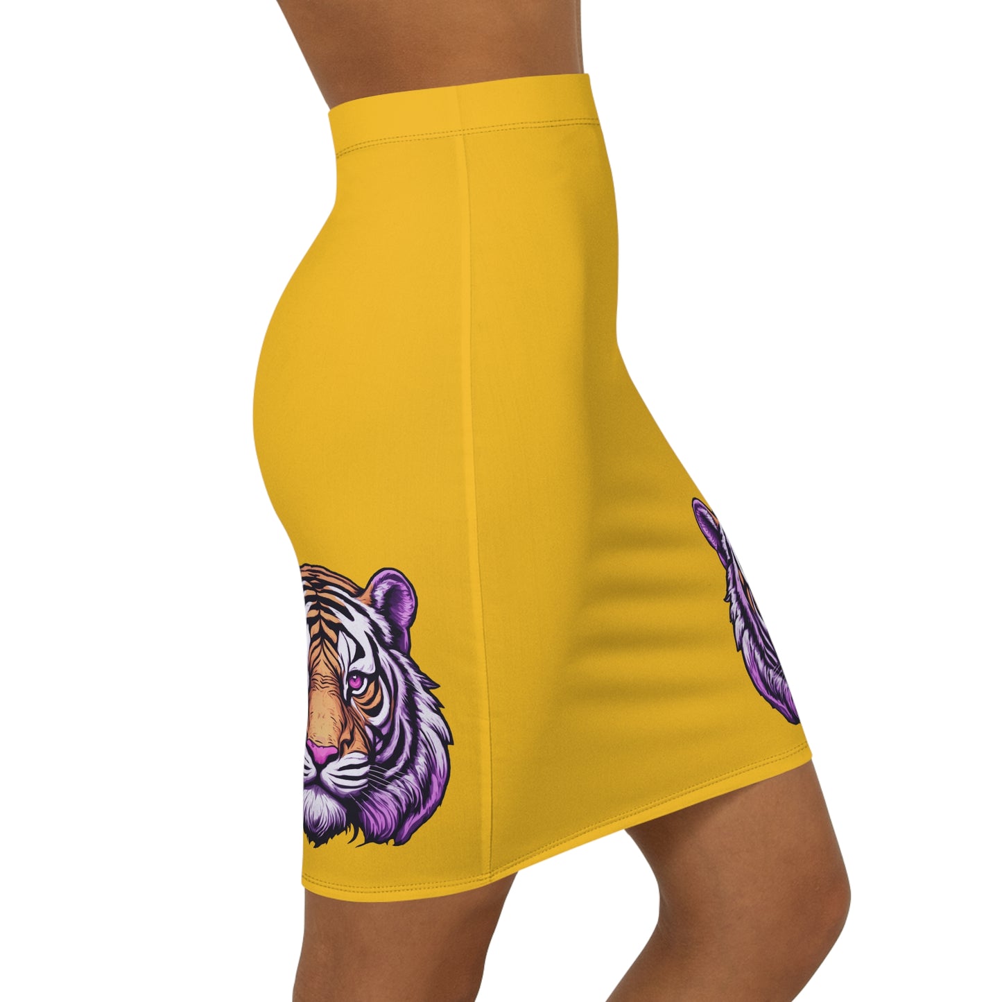 Yellow Tiger Women's Pencil Skirt, Stylish Skirt for Office, Fun Night Out, Geaux LSU Tigers!