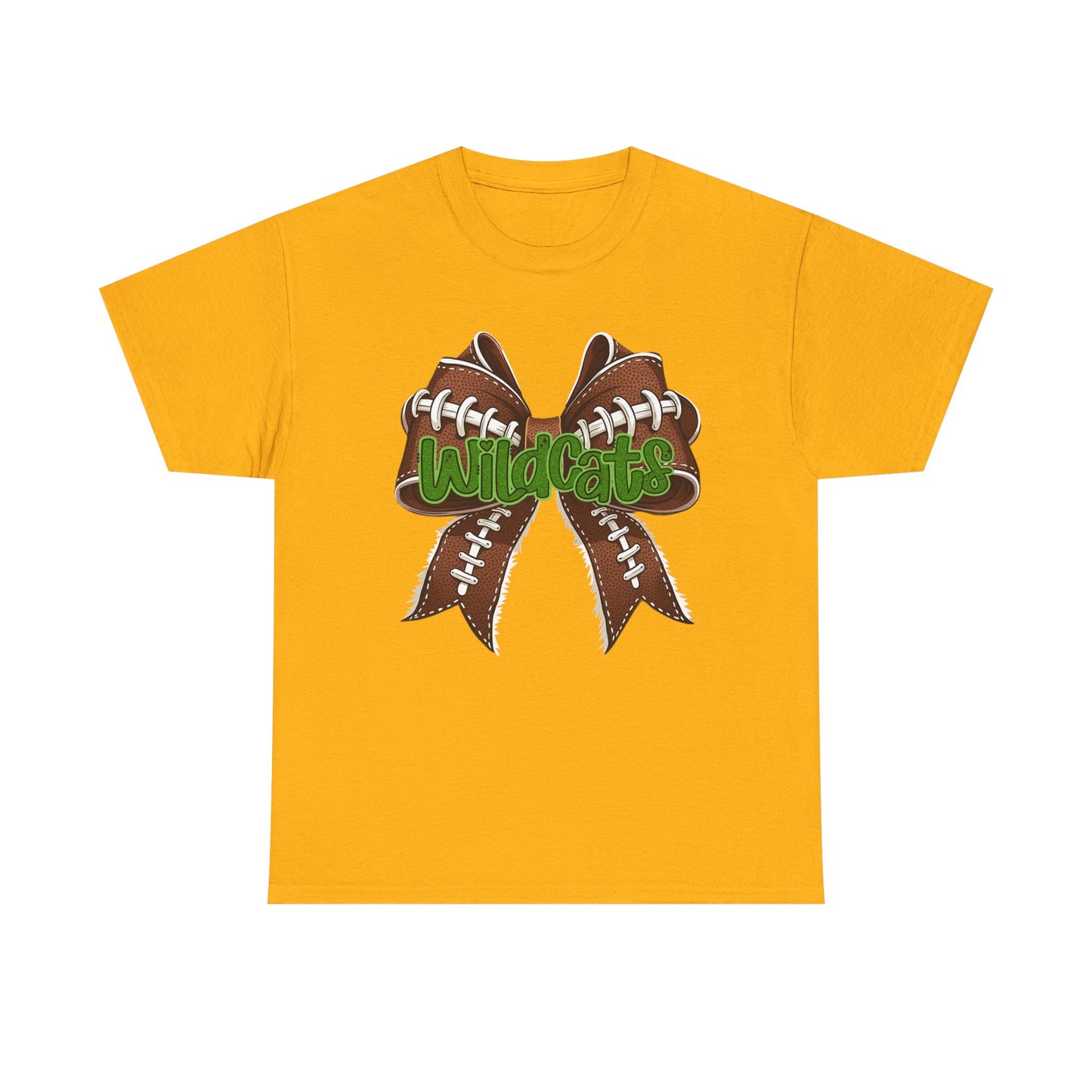 Wildcats Football Bow Unisex Heavy Cotton Tee | Sportswear, Team Spirit, Casual Wear, Gifts for Fans, Game Day Outfit