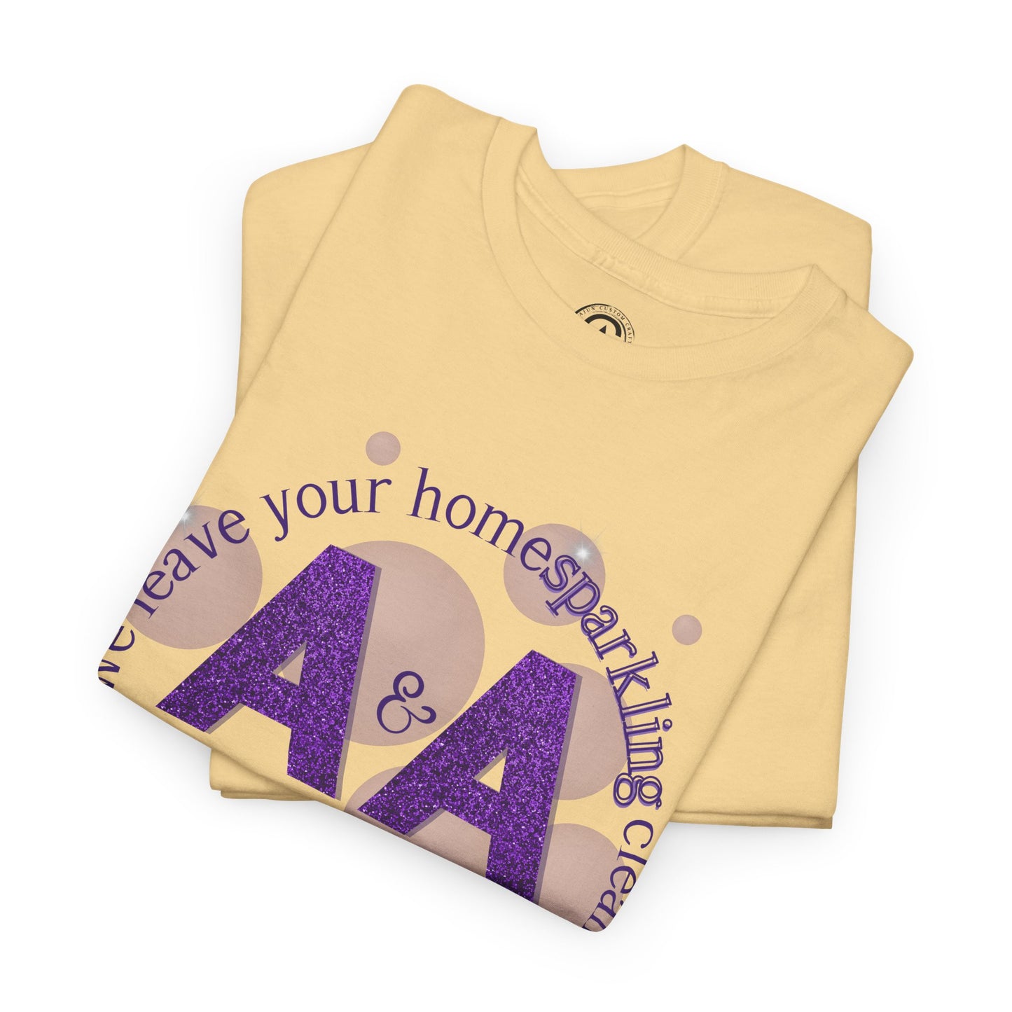 A&A Cleaning Services, Logo, Purple on Gold Crew Neck unisex tshirt, Gildan