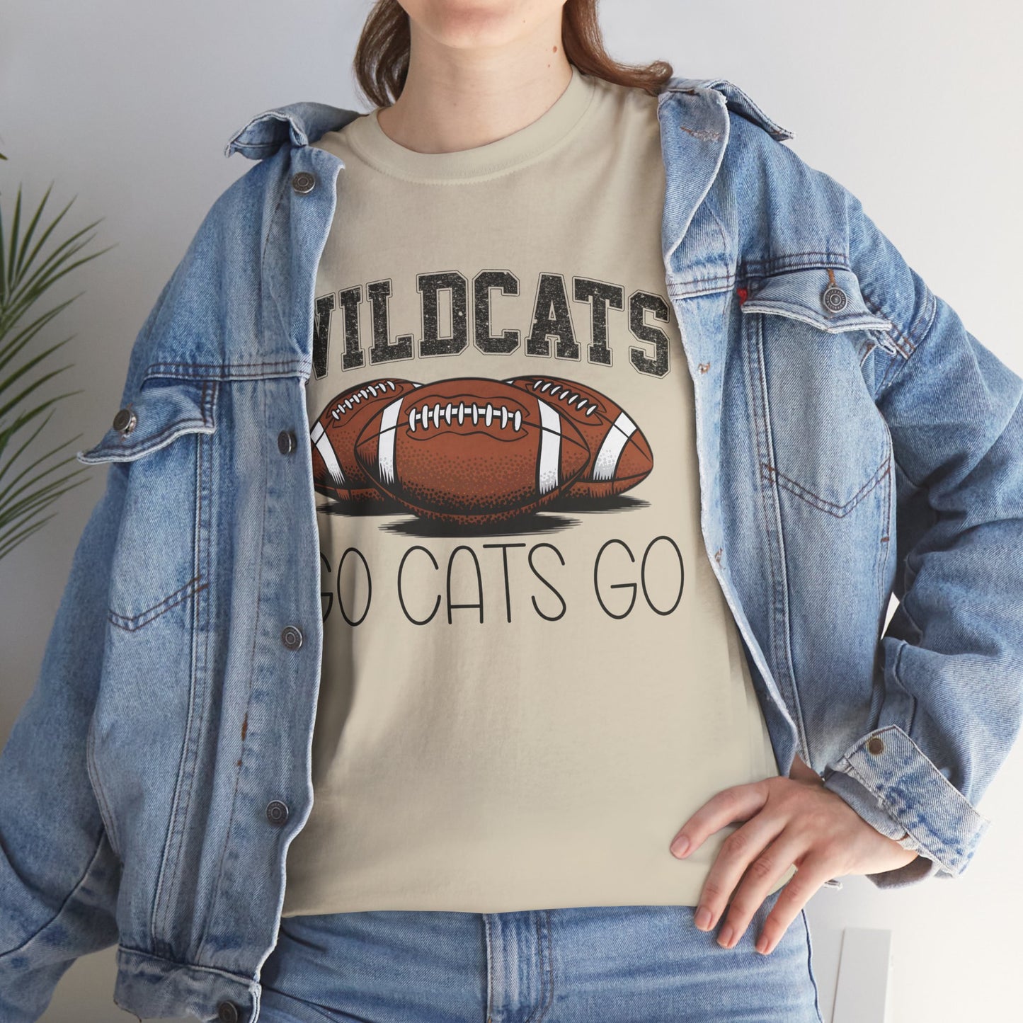 Wildcats Football Spirit Tee - Unisex Heavy Cotton T-Shirt for Fans, Game Day, Tailgating, Sports Events, Gift for Her/Him