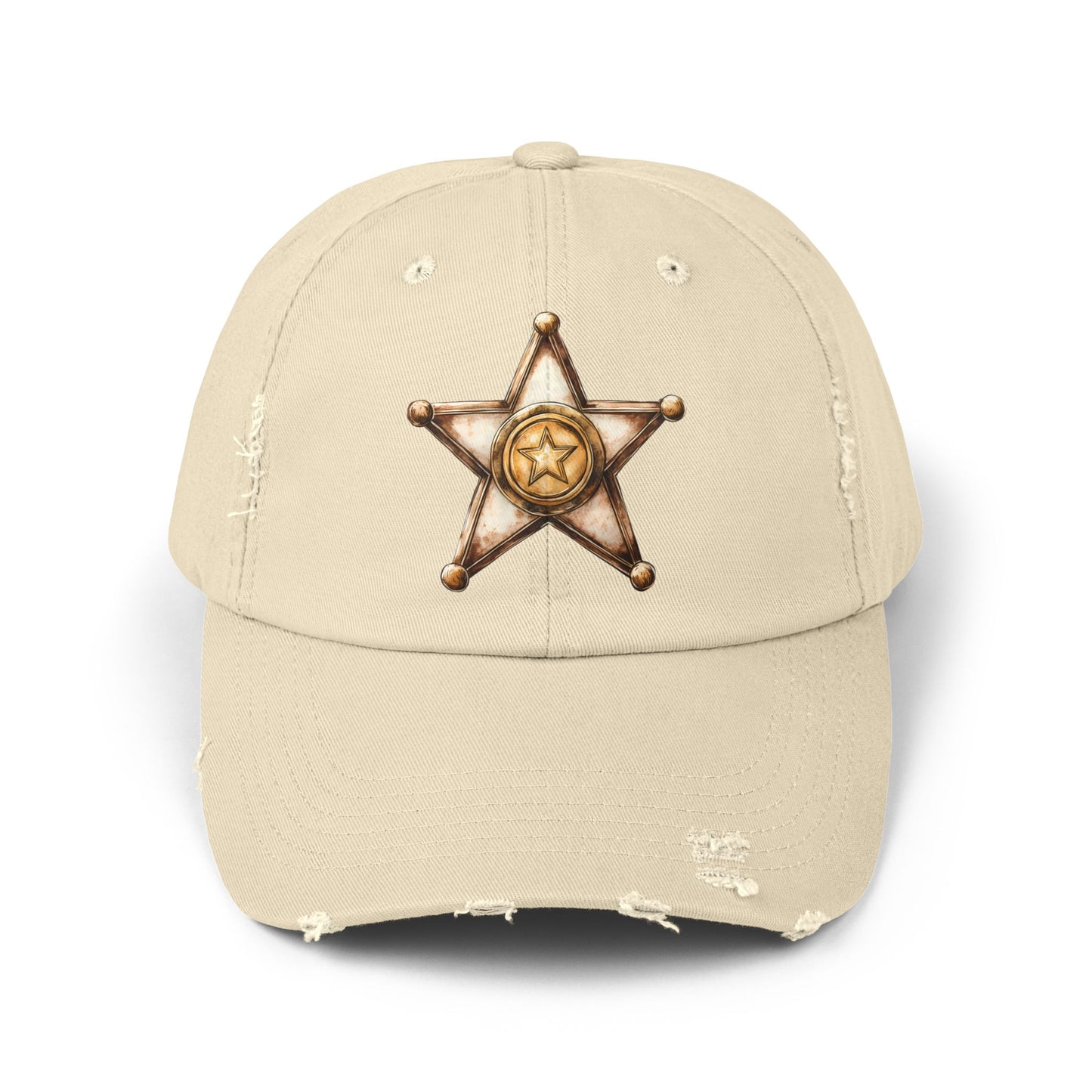 Unisex Distressed Sheriff Cap, Adjustable Hat, Casual Headwear for Outdoor Adventures, Gifts for Police Fans, Unique Fashion Accessory