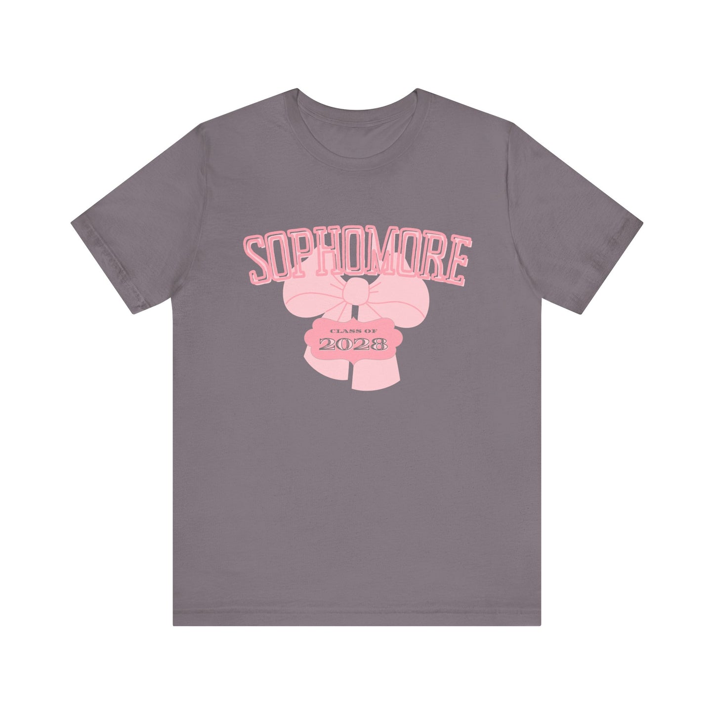 Sophomore Class of 2028 Bow Graphic Bella Canvas Tee, Cute College Shirt, Unisex Short Sleeve Top, Gift for Students, High School Graduation Apparel