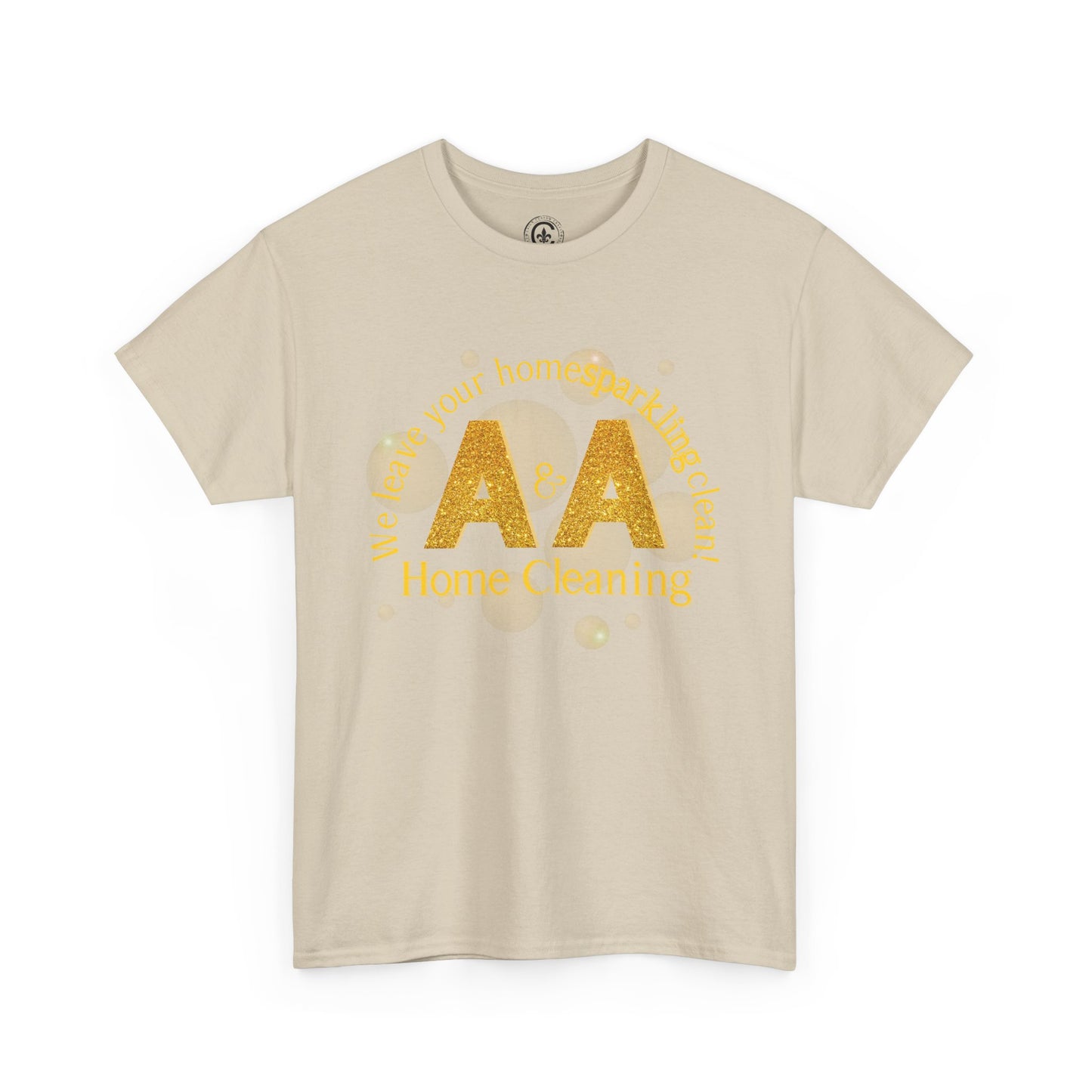 A&A Cleaning Services, Logo, Gold on Purple Crew Neck unisex tshirt, Gildan