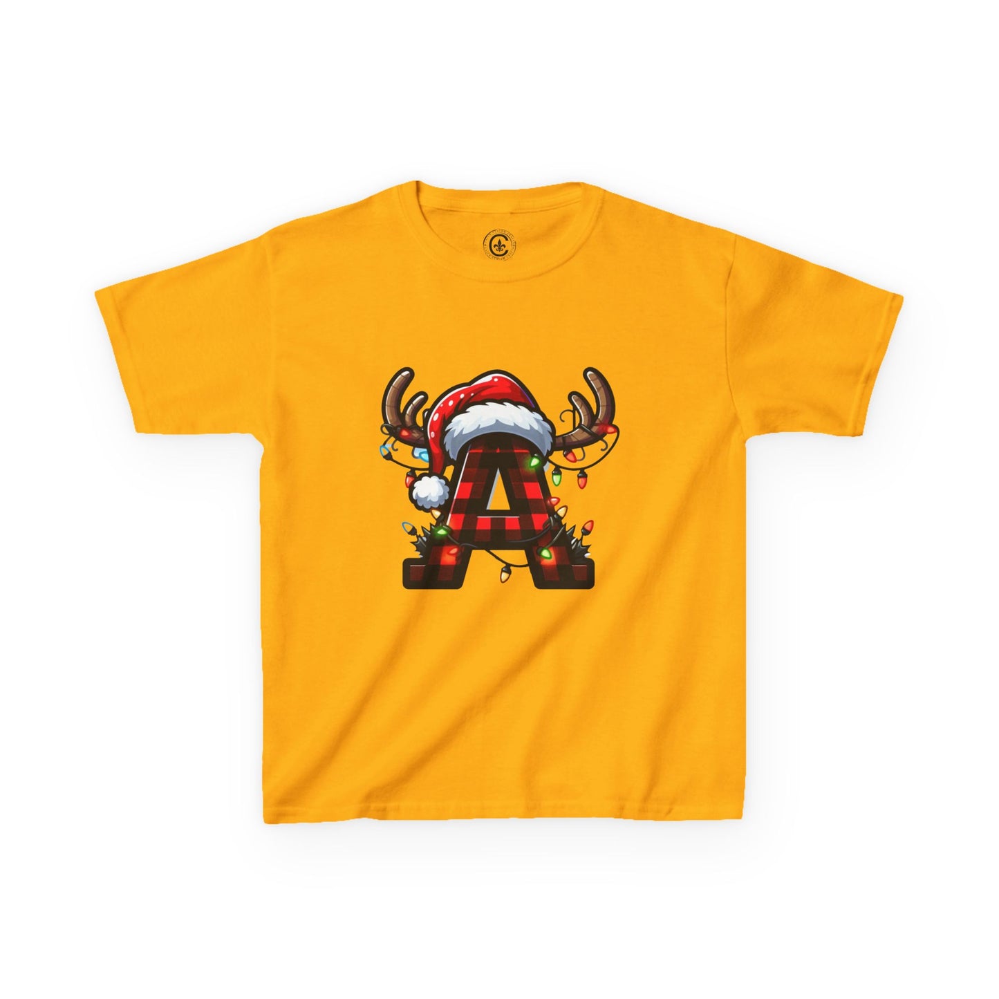 Letter A, Christmas Themed Kids Tee, Holiday Gift for Children, Personalized Holiday Shirt, Kids Holiday Outfit, Family Matching