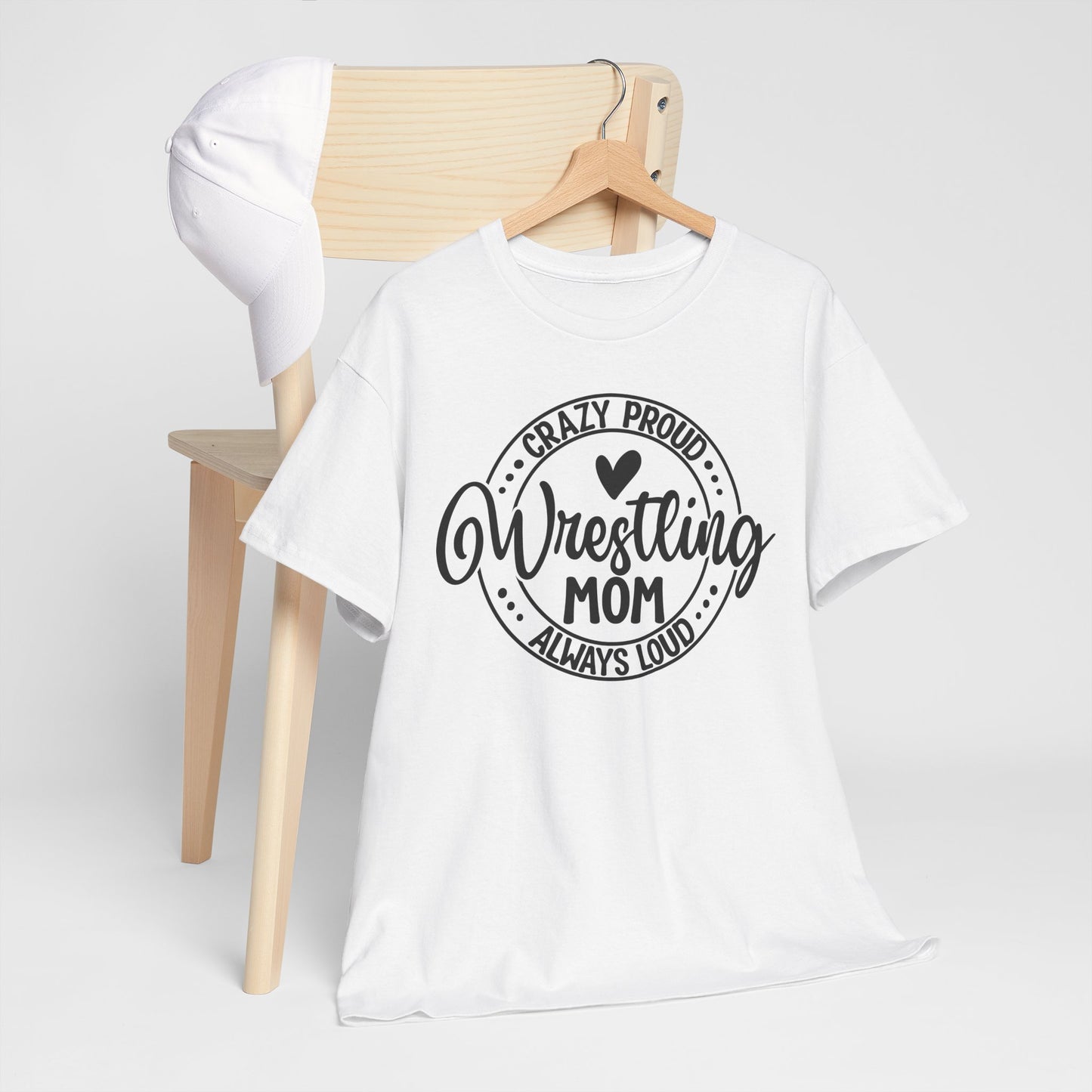 Wrestling Mom Tee, Unisex Heavy Cotton Tee, Proud Mom Shirt, Gift for Wrestling Moms, Sports Apparel, Birthday Gift