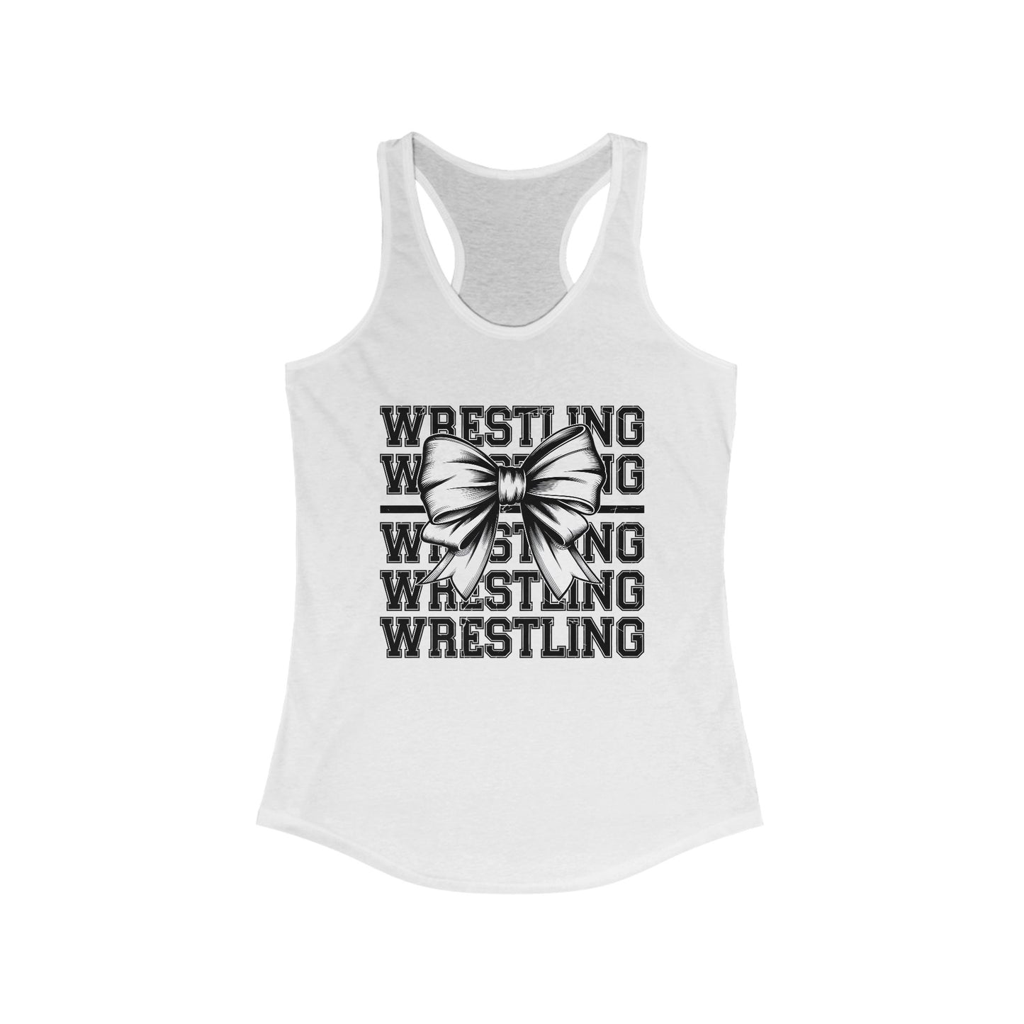 Wrestling Stacked with a bow, Women's Racerback Tank Top, Perfect for Game Day, Sports Events, Tailgating, and Everyday Wear