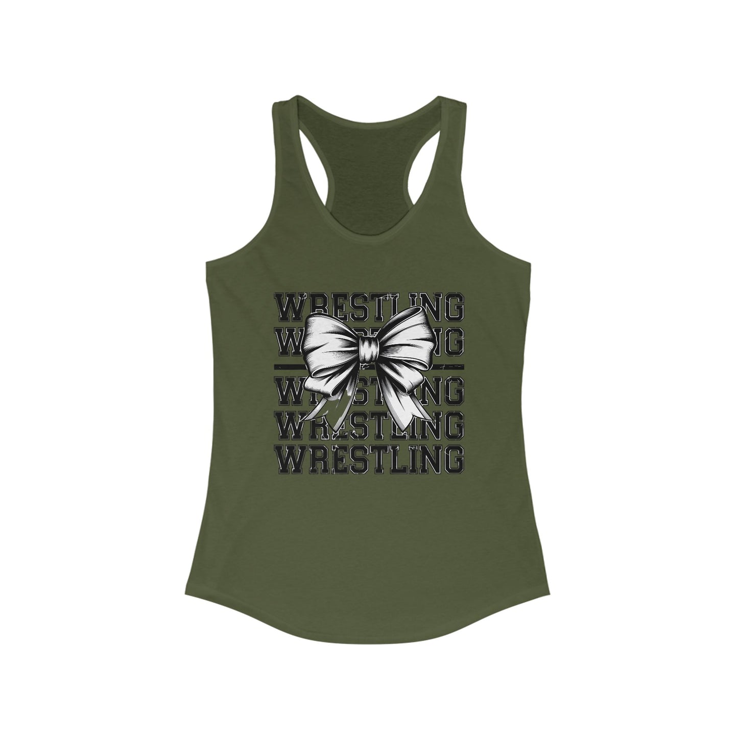 Wrestling Stacked with a bow, Women's Racerback Tank Top, Perfect for Game Day, Sports Events, Tailgating, and Everyday Wear