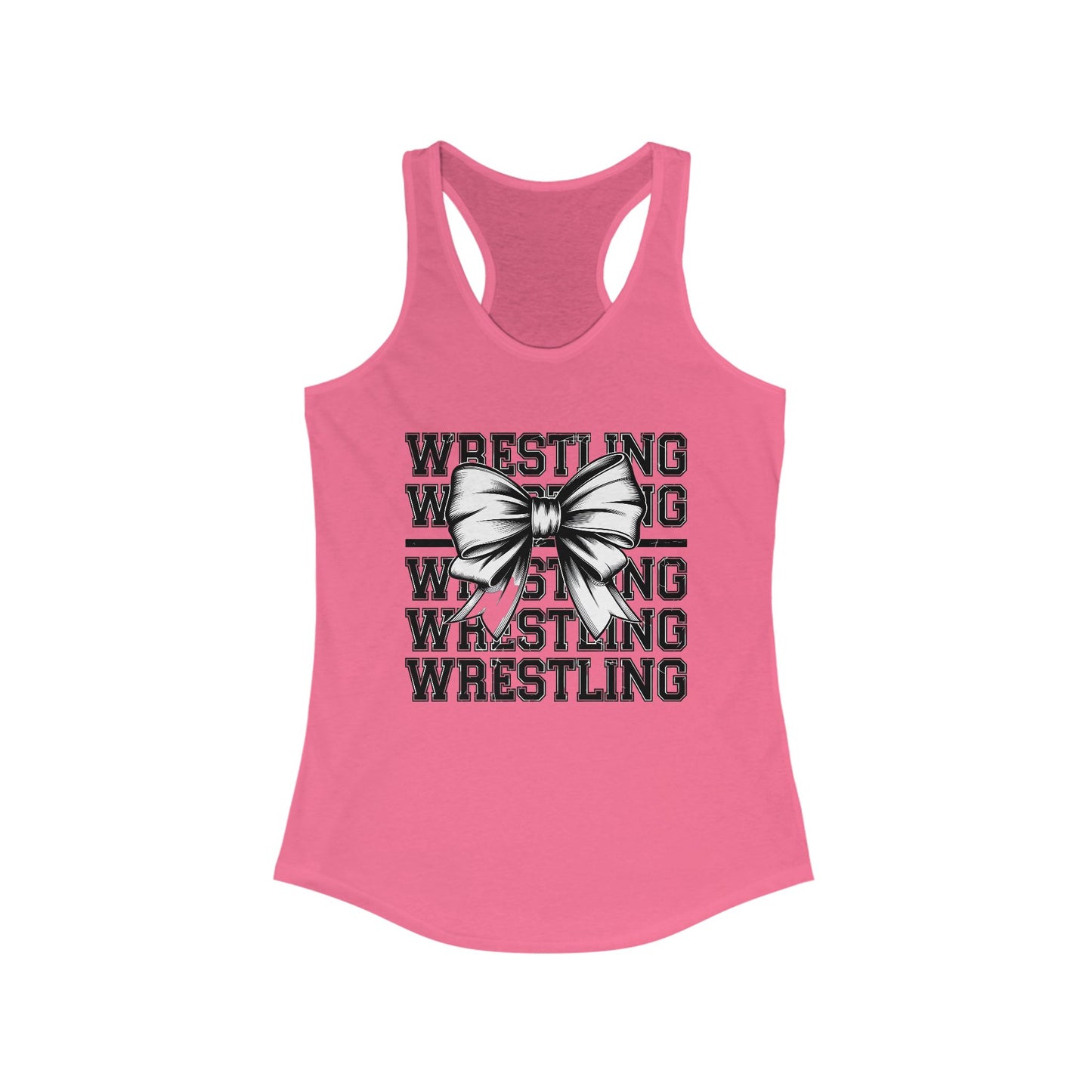 Wrestling Stacked with a bow, Women's Racerback Tank Top, Perfect for Game Day, Sports Events, Tailgating, and Everyday Wear