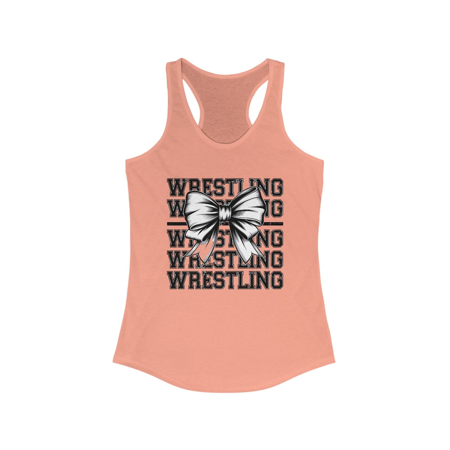 Wrestling Stacked with a bow, Women's Racerback Tank Top, Perfect for Game Day, Sports Events, Tailgating, and Everyday Wear