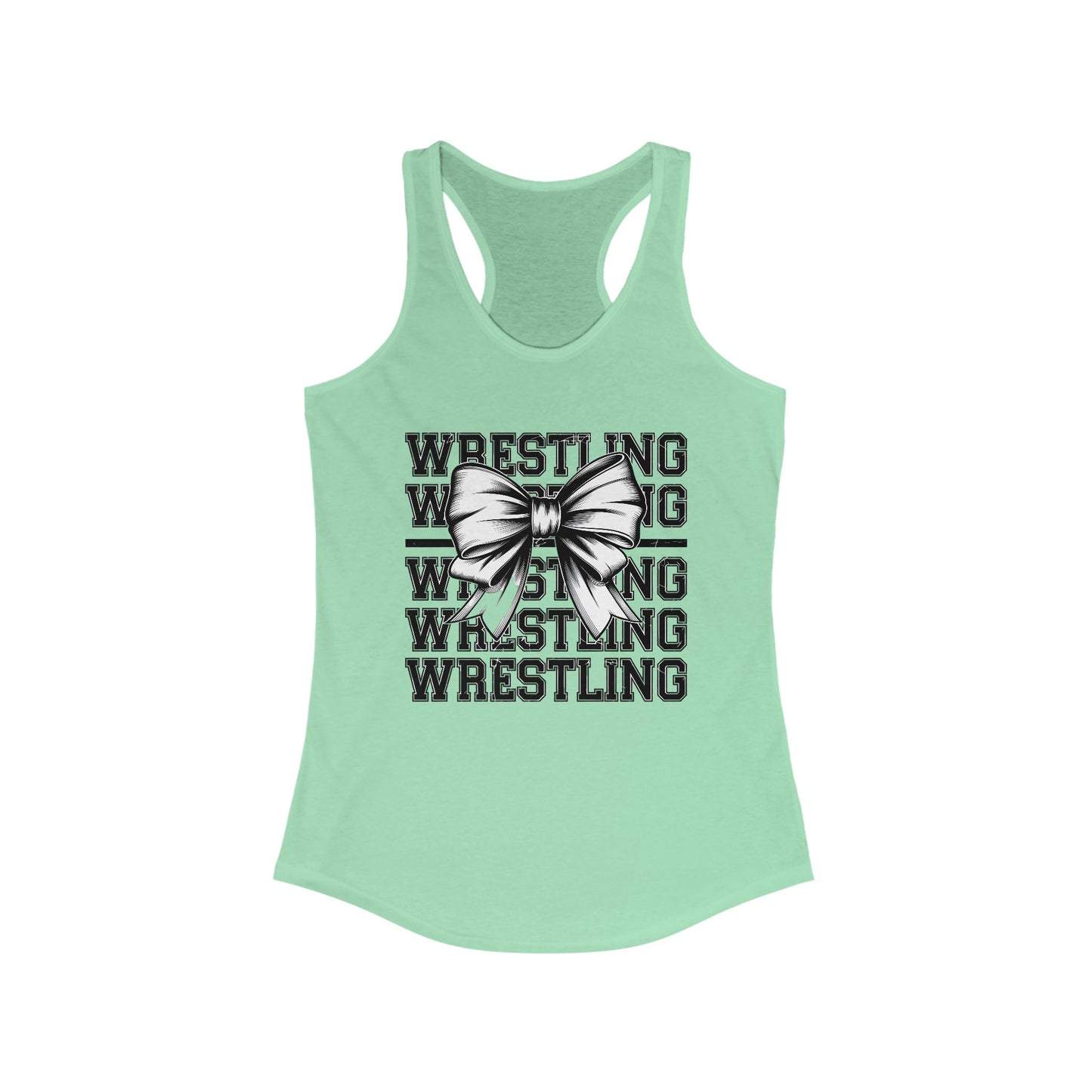 Wrestling Stacked with a bow, Women's Racerback Tank Top, Perfect for Game Day, Sports Events, Tailgating, and Everyday Wear