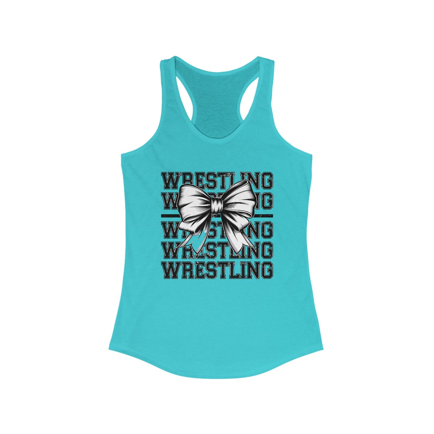Wrestling Stacked with a bow, Women's Racerback Tank Top, Perfect for Game Day, Sports Events, Tailgating, and Everyday Wear