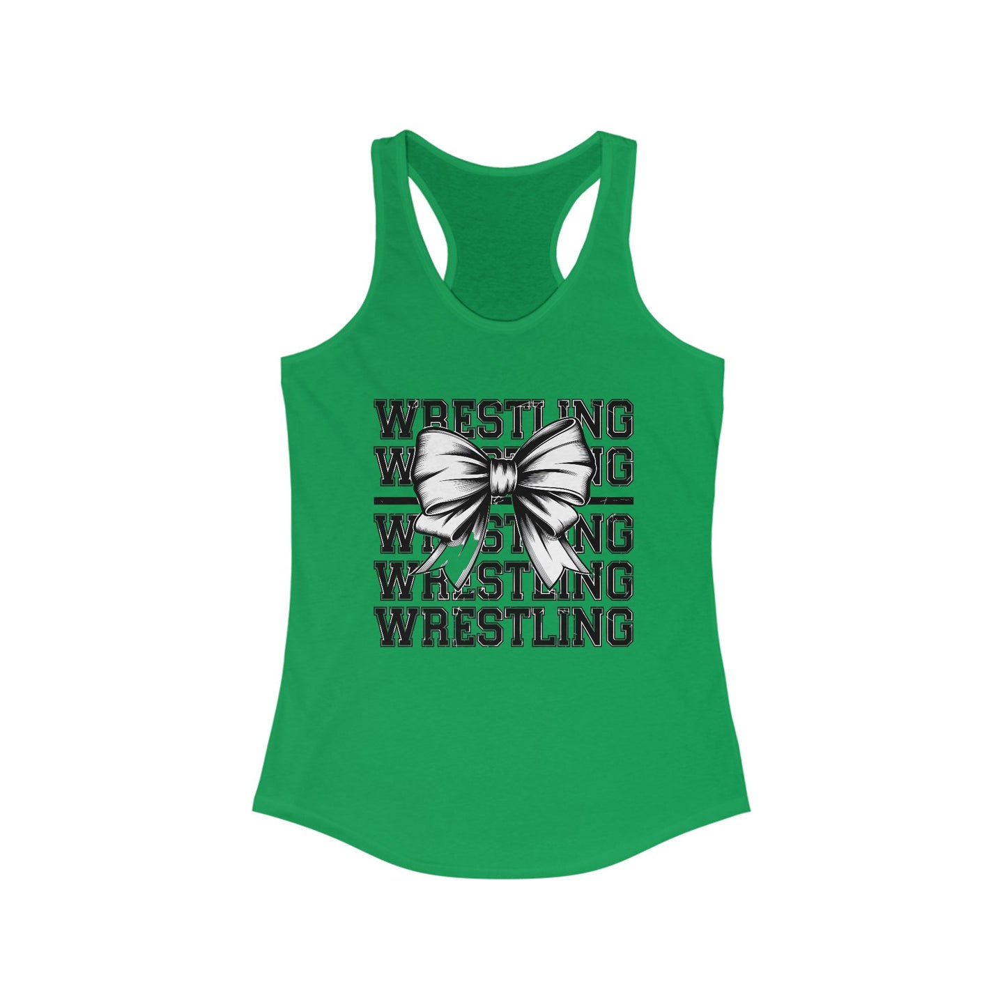 Wrestling Stacked with a bow, Women's Racerback Tank Top, Perfect for Game Day, Sports Events, Tailgating, and Everyday Wear