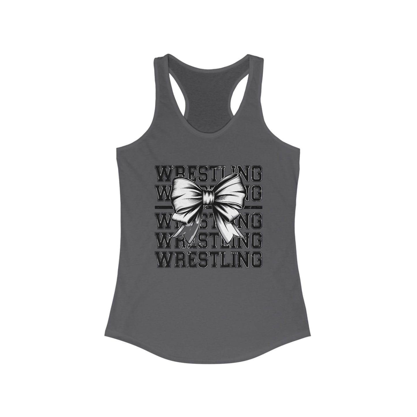 Wrestling Stacked with a bow, Women's Racerback Tank Top, Perfect for Game Day, Sports Events, Tailgating, and Everyday Wear