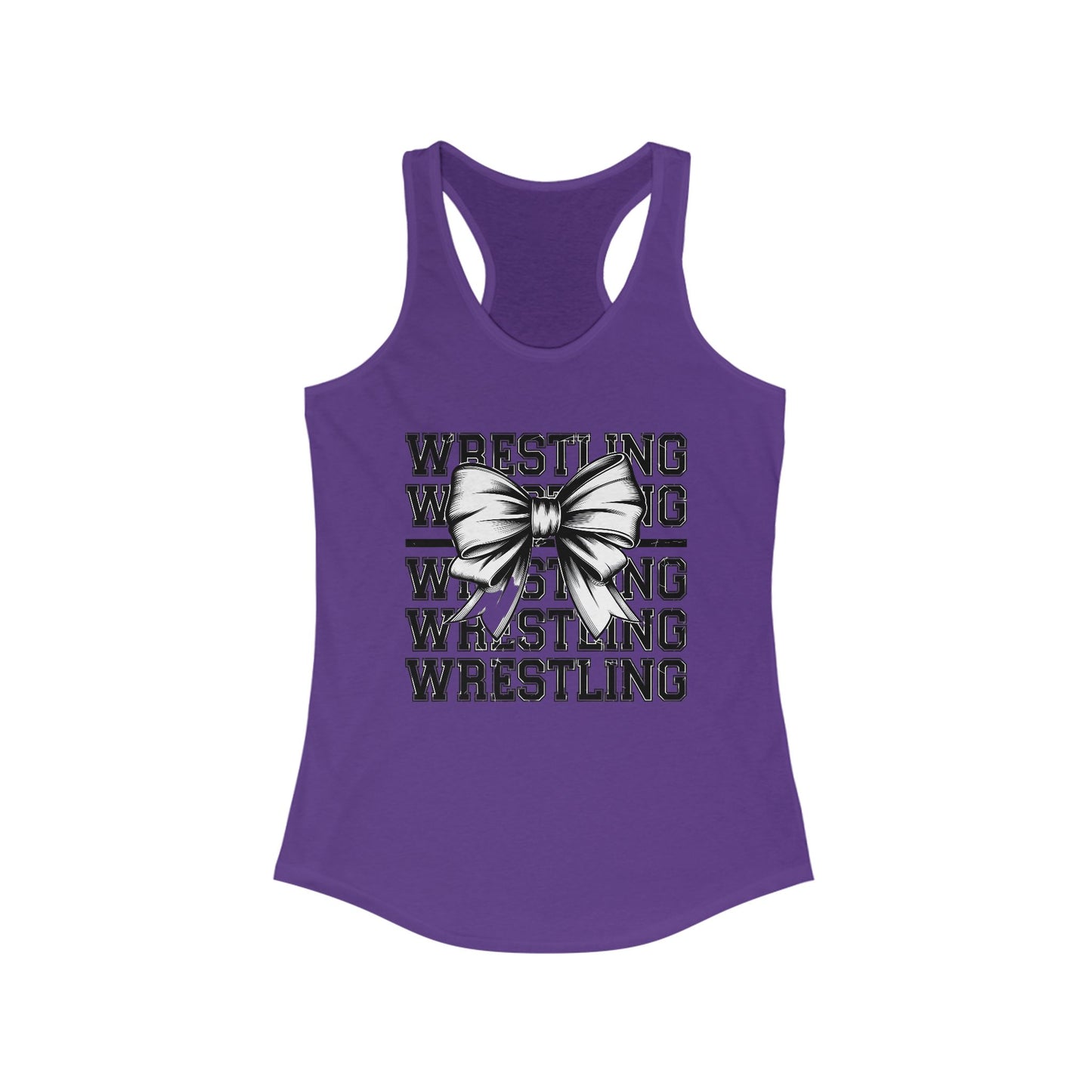Wrestling Stacked with a bow, Women's Racerback Tank Top, Perfect for Game Day, Sports Events, Tailgating, and Everyday Wear
