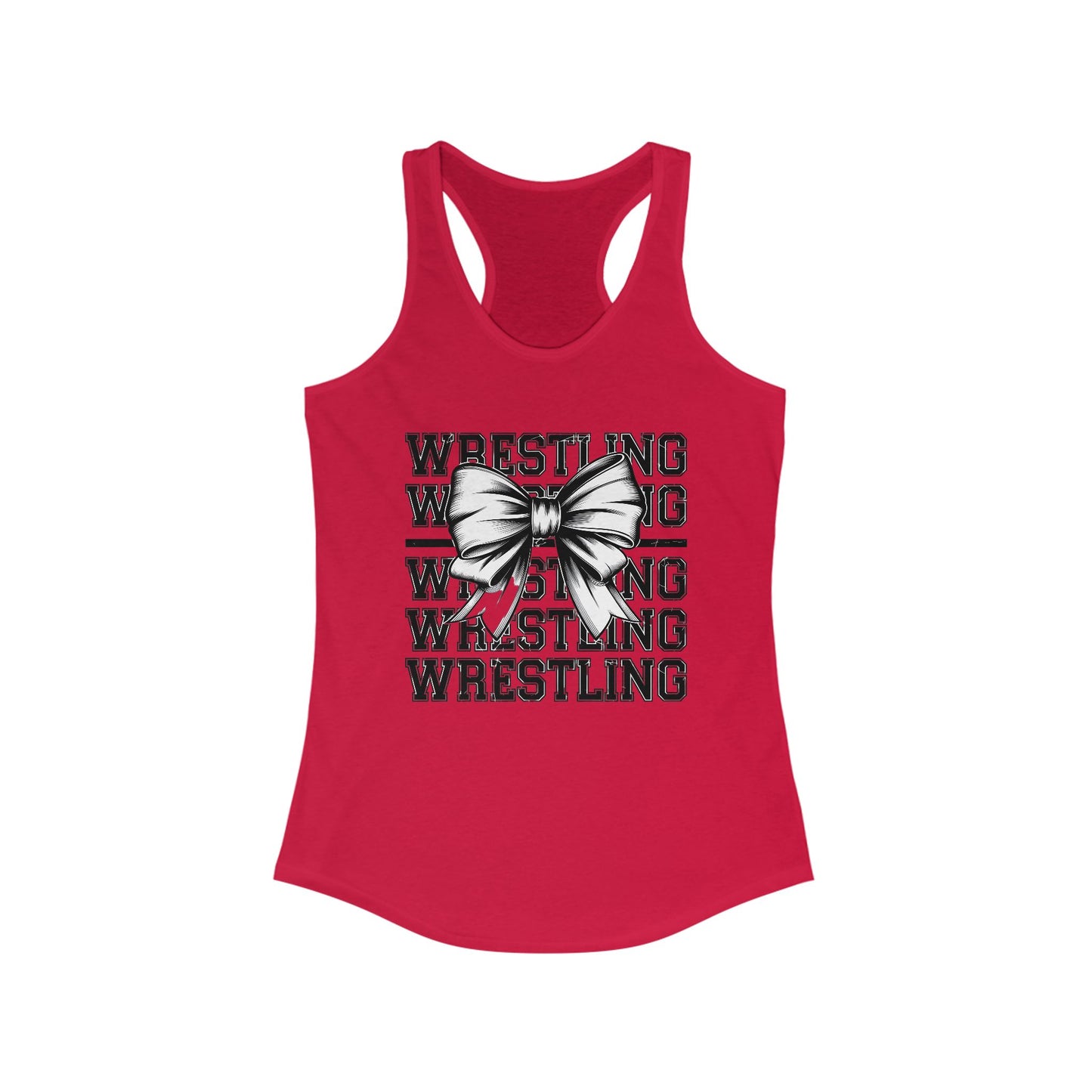 Wrestling Stacked with a bow, Women's Racerback Tank Top, Perfect for Game Day, Sports Events, Tailgating, and Everyday Wear