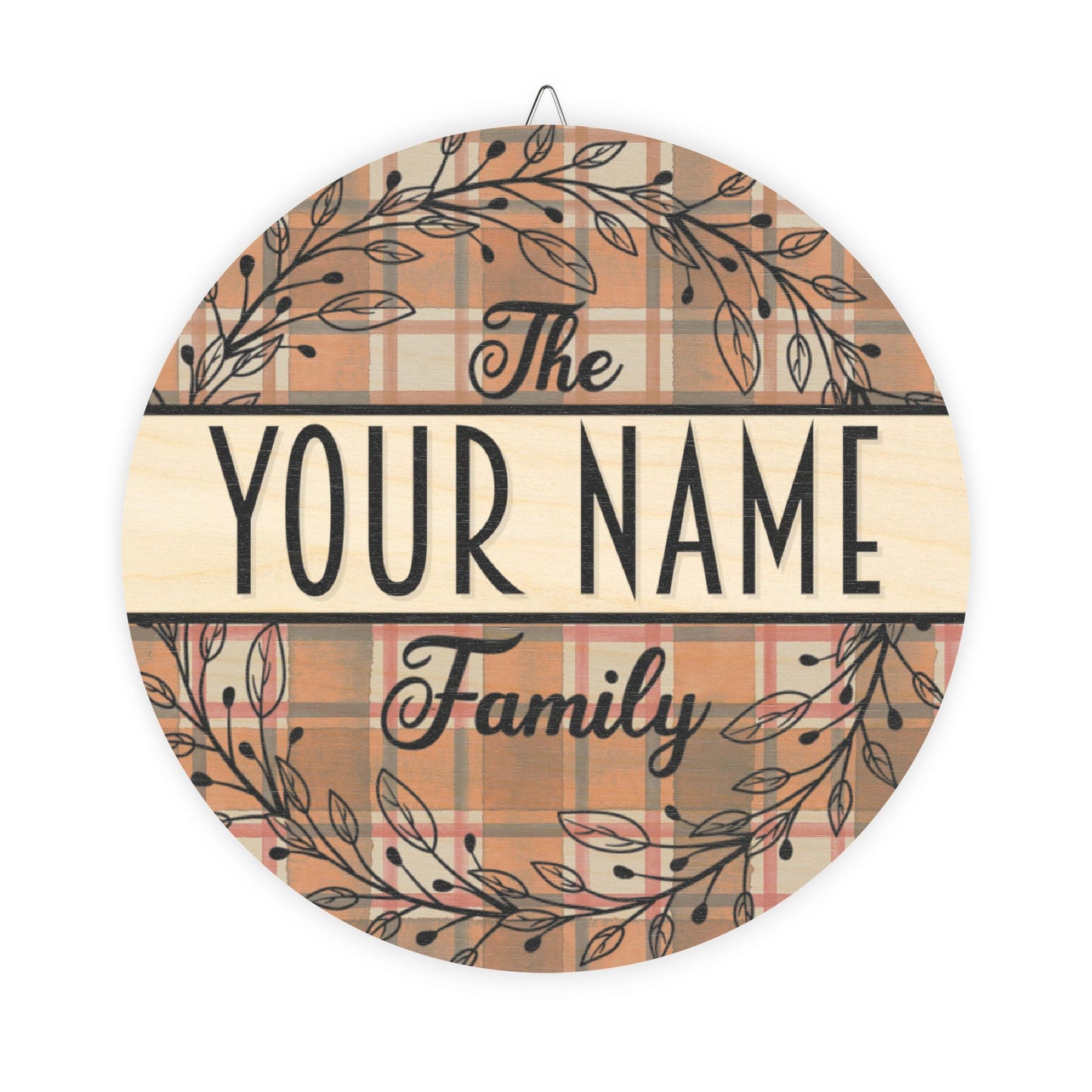 Personalized, Family Name, Fall, Plaid,Thanksgiving Door, Decor, Sign, Wreath, Wooden Door Hanger