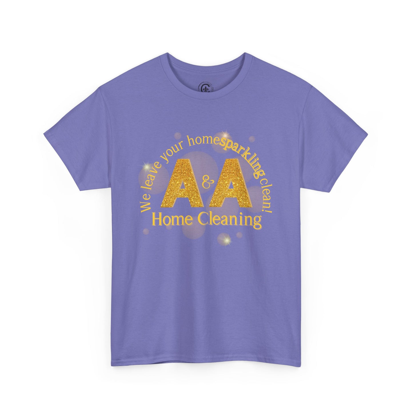A&A Cleaning Services, Logo, Gold on Purple Crew Neck unisex tshirt, Gildan
