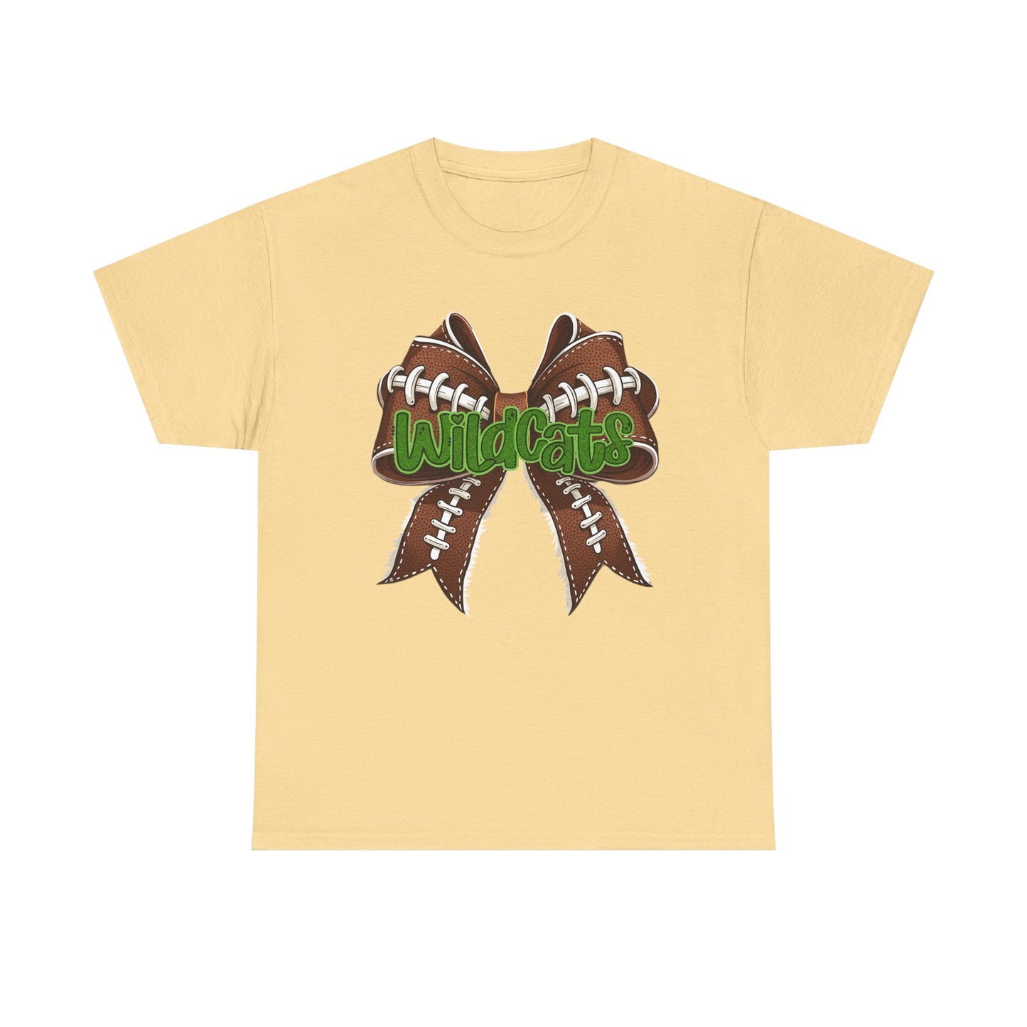 Wildcats Football Bow Unisex Heavy Cotton Tee | Sportswear, Team Spirit, Casual Wear, Gifts for Fans, Game Day Outfit