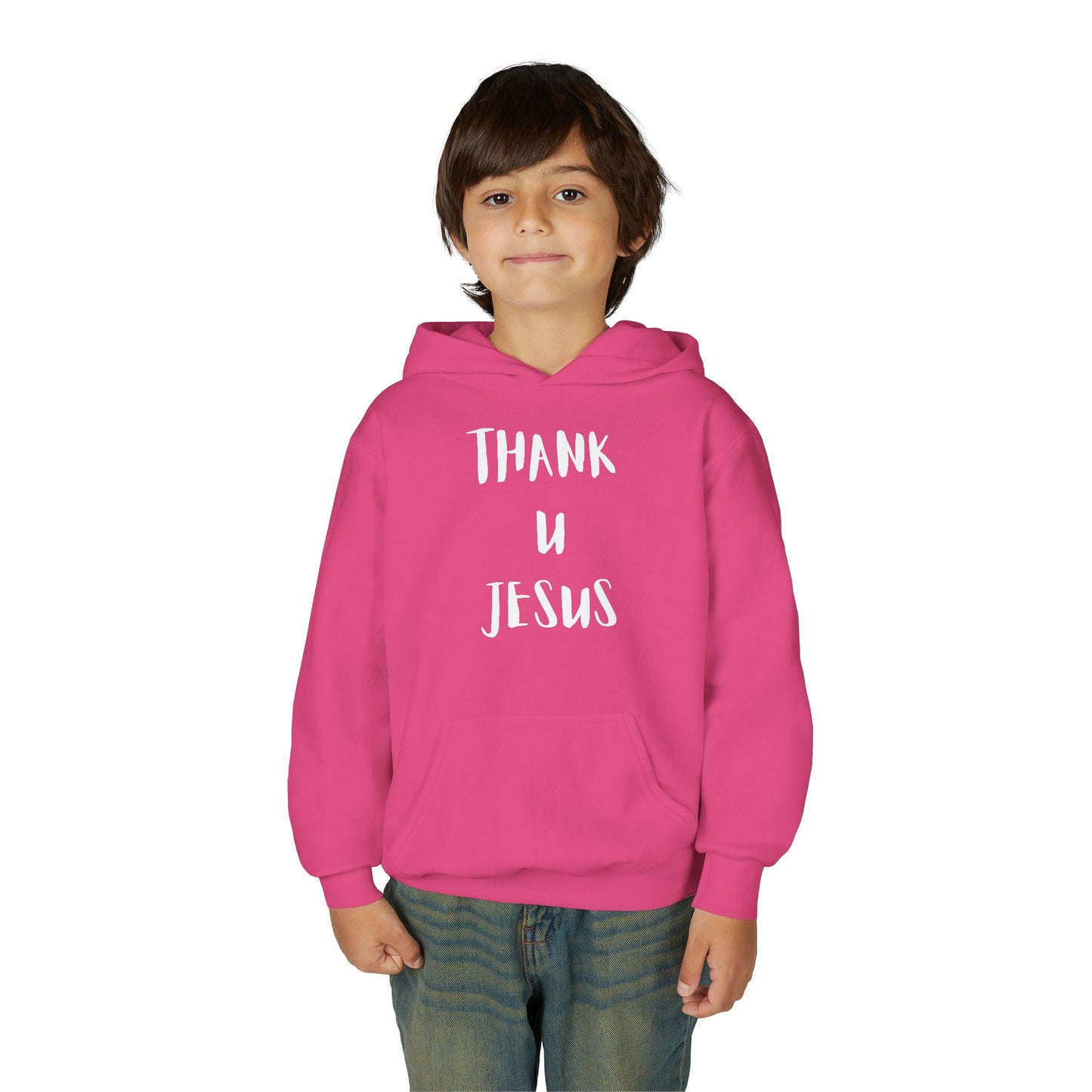 Thank you Jesus, John 3:16 Youth Heavy Blend Hooded Sweatshirt, Thank U Jesus Faith Hoodie, Christian Youth Apparel, Religious Gift for Teens, John 3:16 Inspired