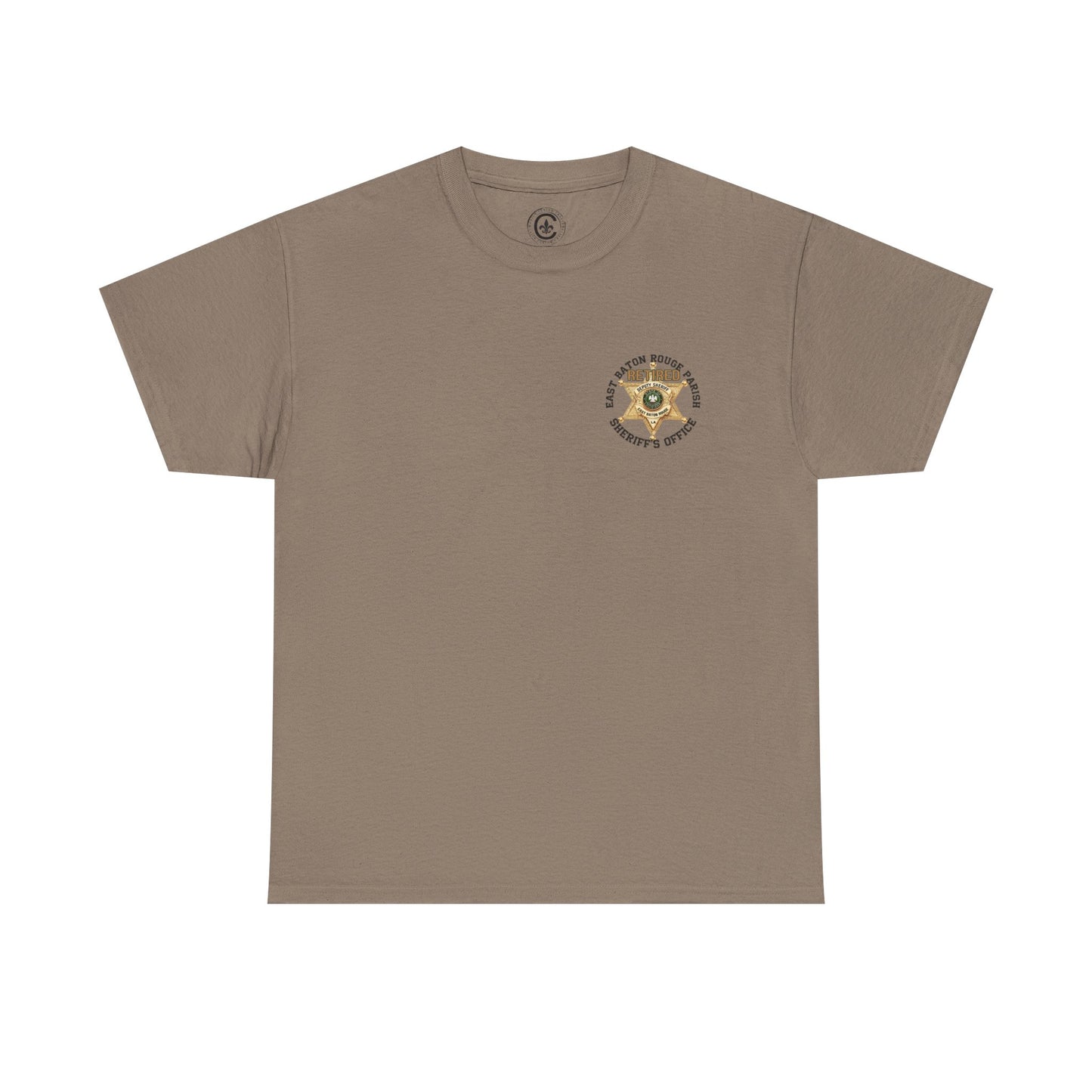 Pocket Front, Design on Back EBRSO Badge Retired Sheriff Heavy Cotton Tee, Unisex Tee, Law Enforcement Gift, Retirement Celebration T-shirt