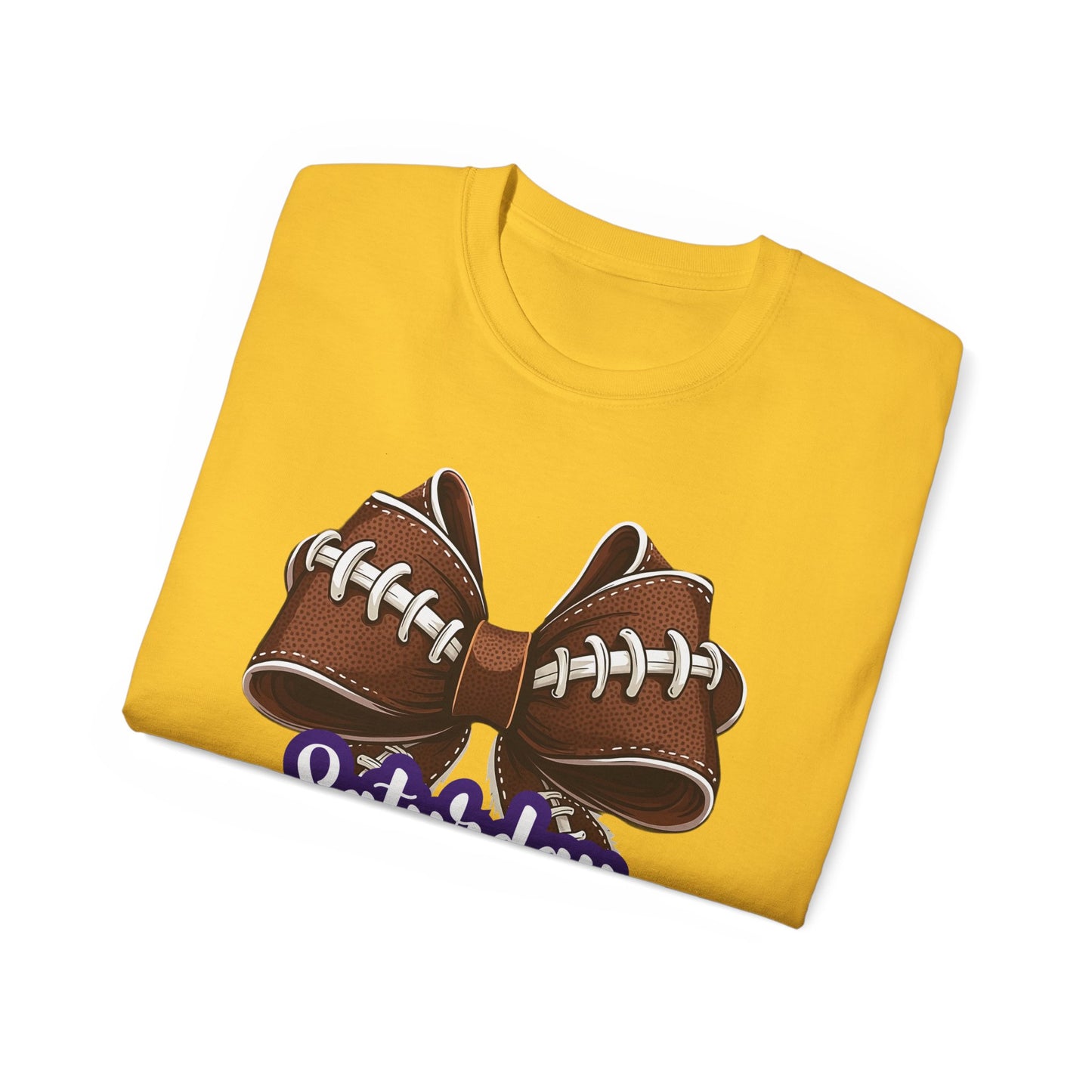 LSU Gold Day, Football Bow, Saturday Vibes, Tee, Cute Football T-Shirt, Gift for Sports Lovers, Unique Football Apparel, Casual Everyday Wear