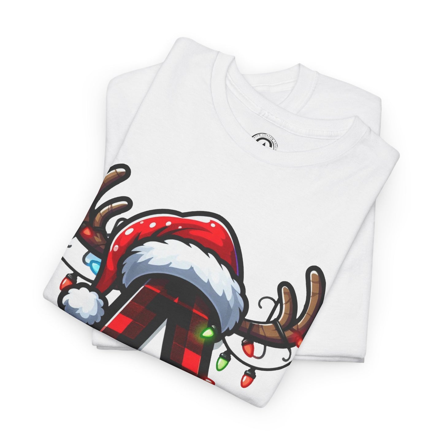 Festive Reindeer Initial A Tee, Unisex Holiday T-Shirt, Christmas Gift, Personalized Apparel, Cozy Winter Wear, Merry & Bright