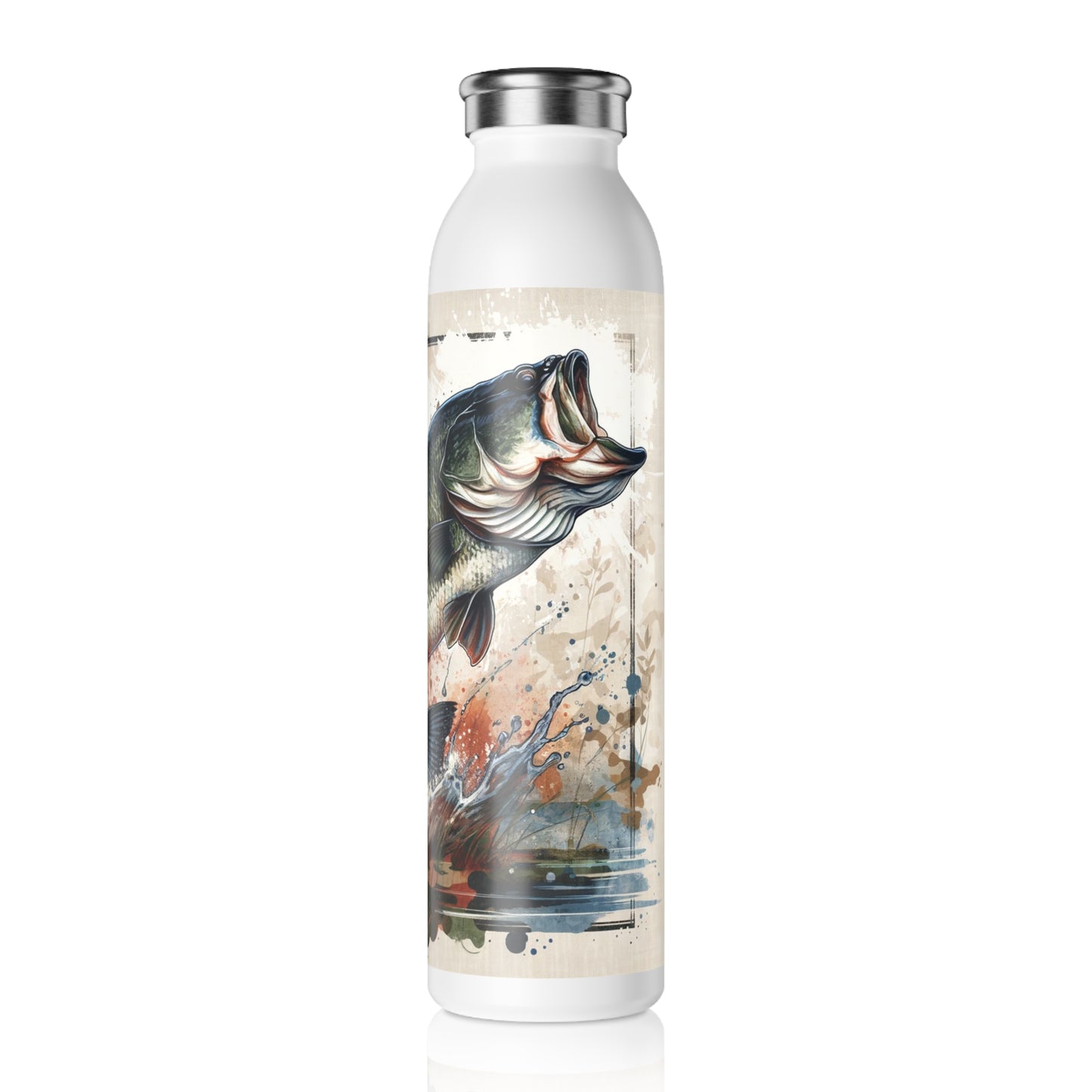 Fishing Slim Water Bottle, Outdoor Hydration, Catch and Release Design, Gift for Anglers, Eco-friendly Water Bottle, Sports Water Bottle