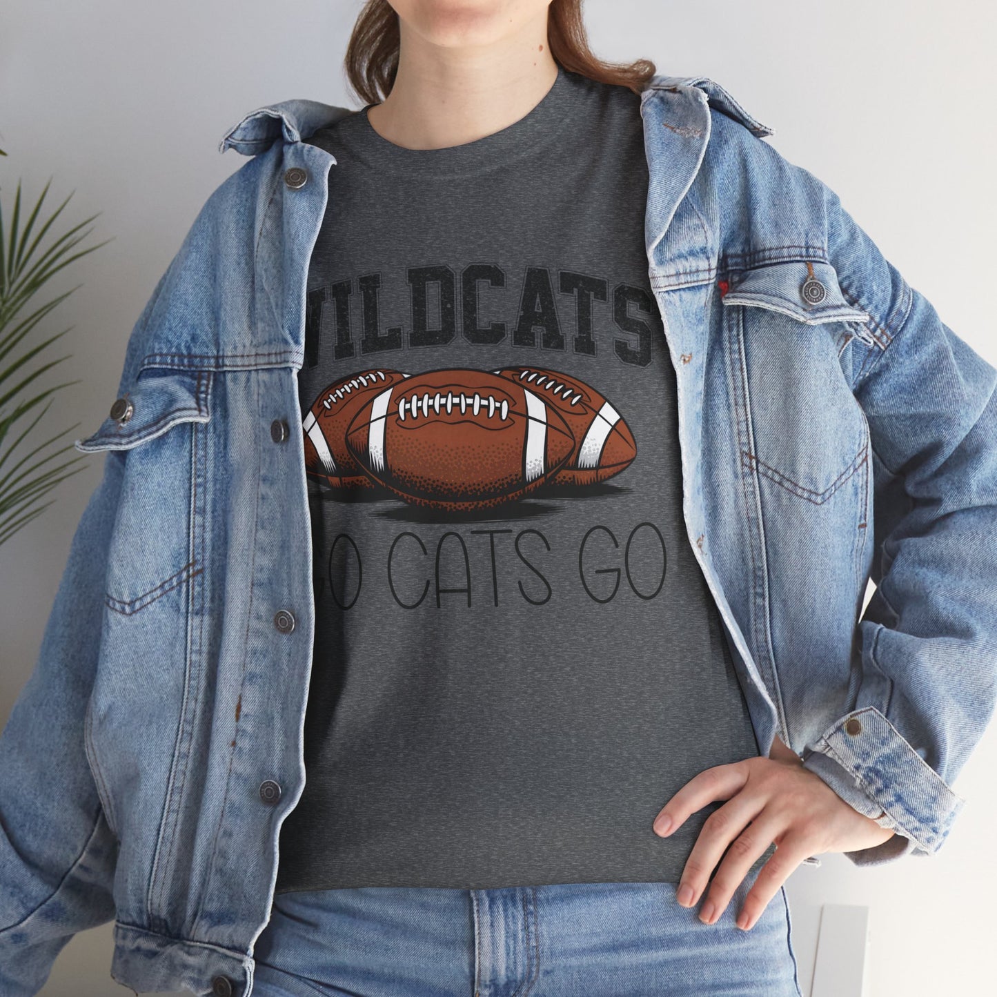 Wildcats Football Spirit Tee - Unisex Heavy Cotton T-Shirt for Fans, Game Day, Tailgating, Sports Events, Gift for Her/Him