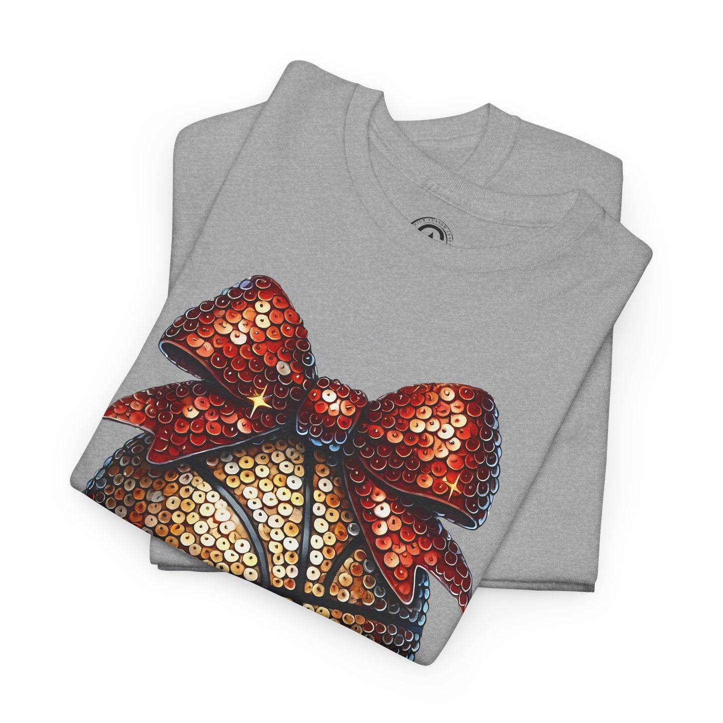 Basketball Glitter with a Bow Tee: Unisex Heavy Cotton Shirt for Sports Lovers, Gift, Basketball Fans