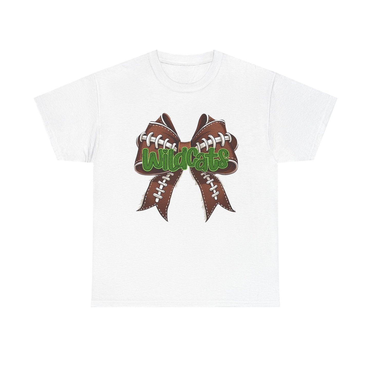 Wildcats Football Bow Unisex Heavy Cotton Tee | Sportswear, Team Spirit, Casual Wear, Gifts for Fans, Game Day Outfit