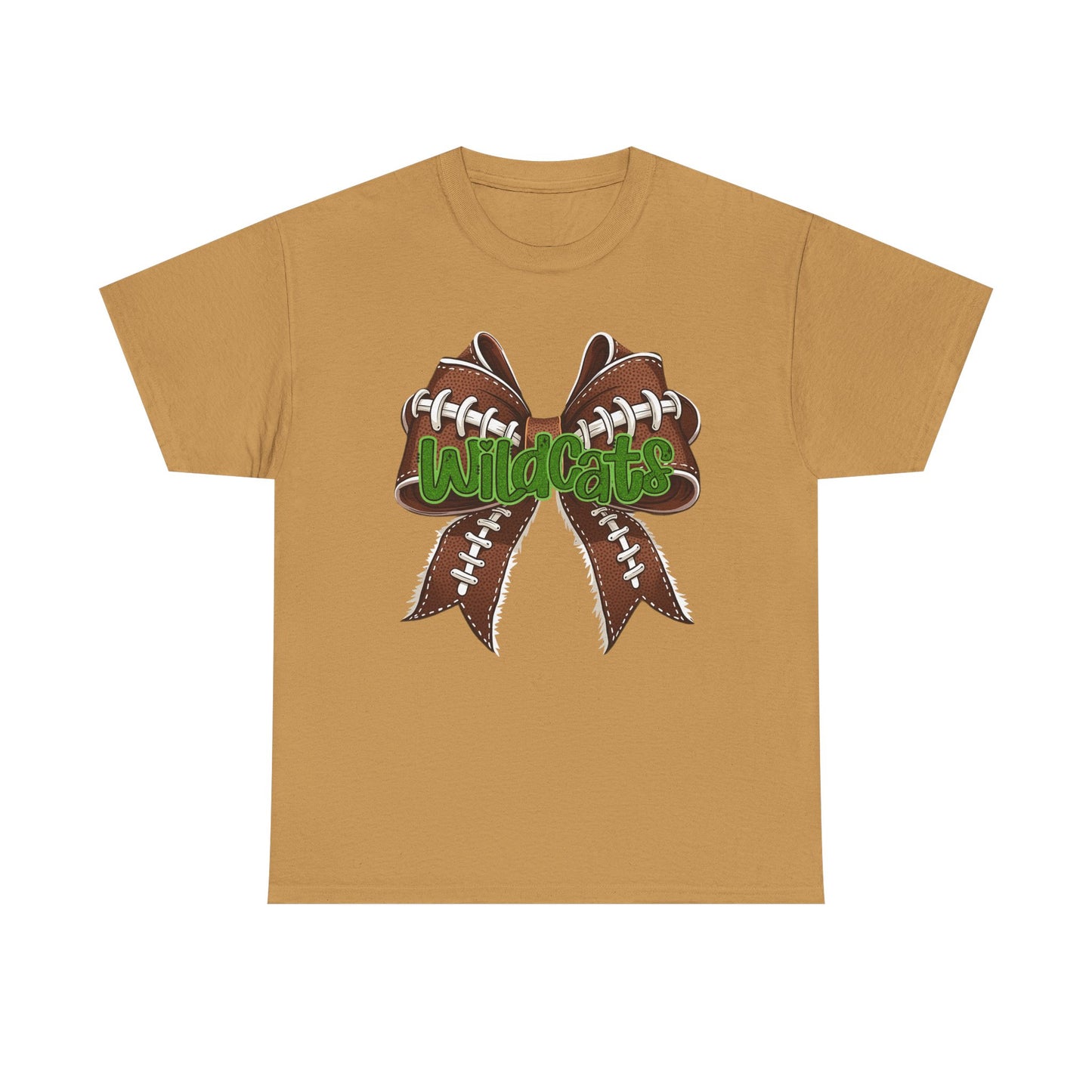 Wildcats Football Bow Unisex Heavy Cotton Tee | Sportswear, Team Spirit, Casual Wear, Gifts for Fans, Game Day Outfit