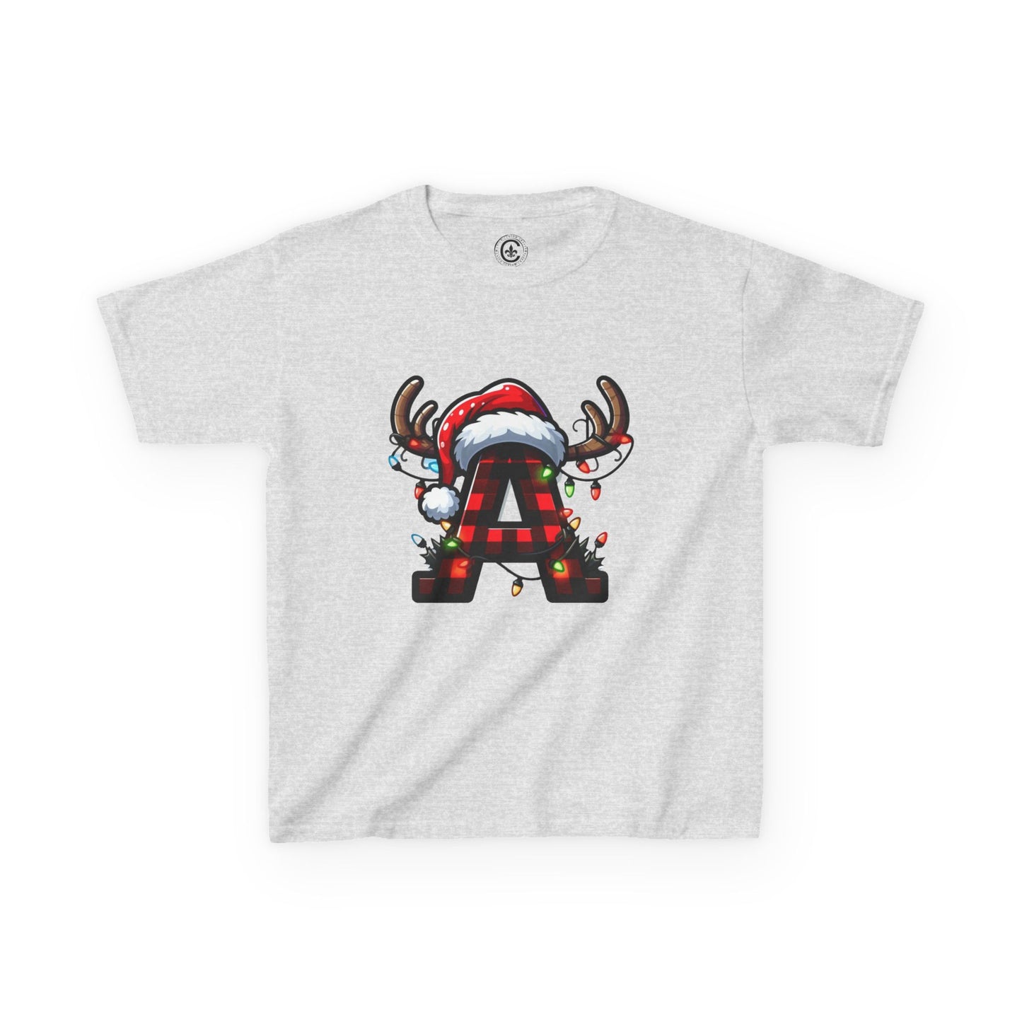 Letter A, Christmas Themed Kids Tee, Holiday Gift for Children, Personalized Holiday Shirt, Kids Holiday Outfit, Family Matching