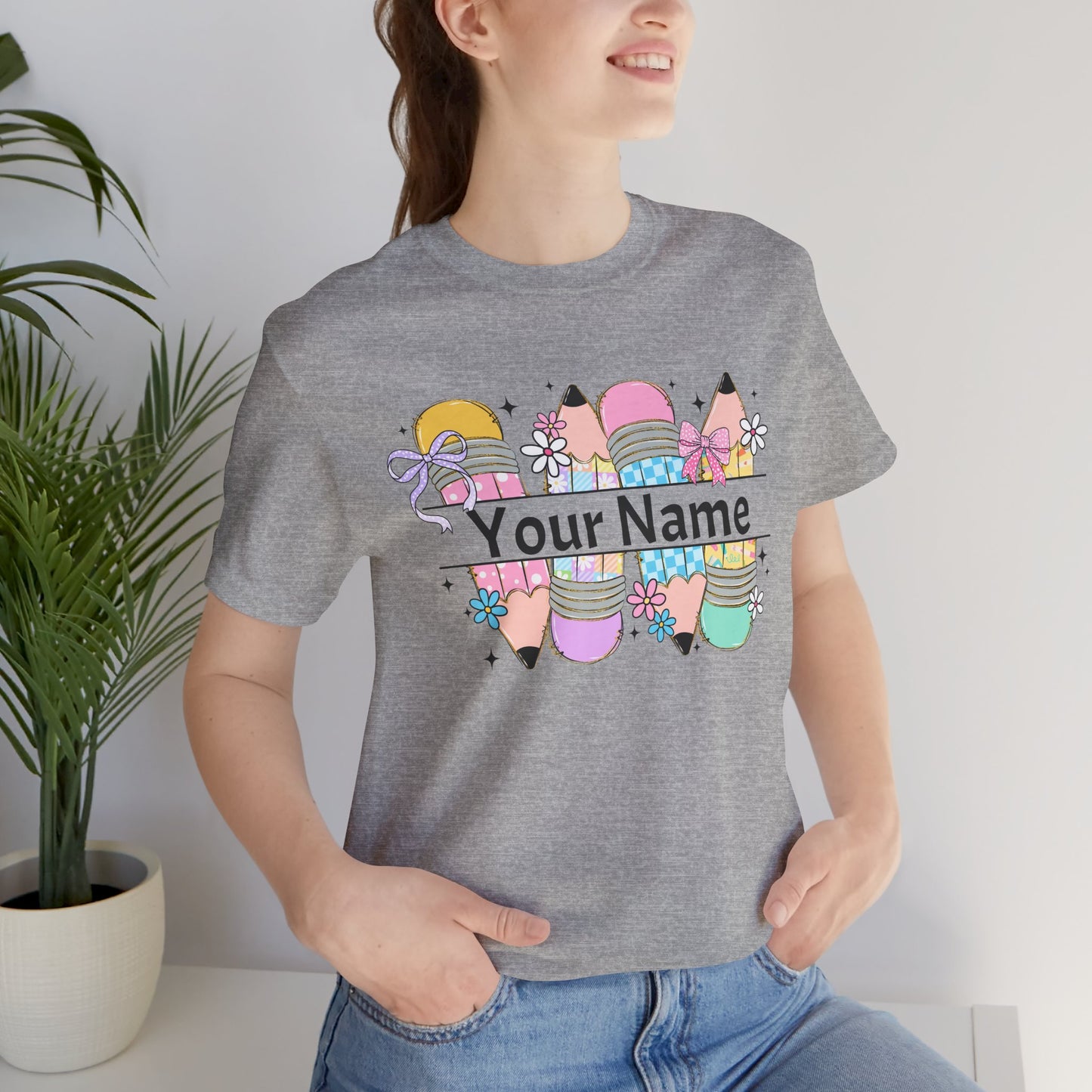 Personalized Back to School Pencil with your name design, on a bella canvas shirt