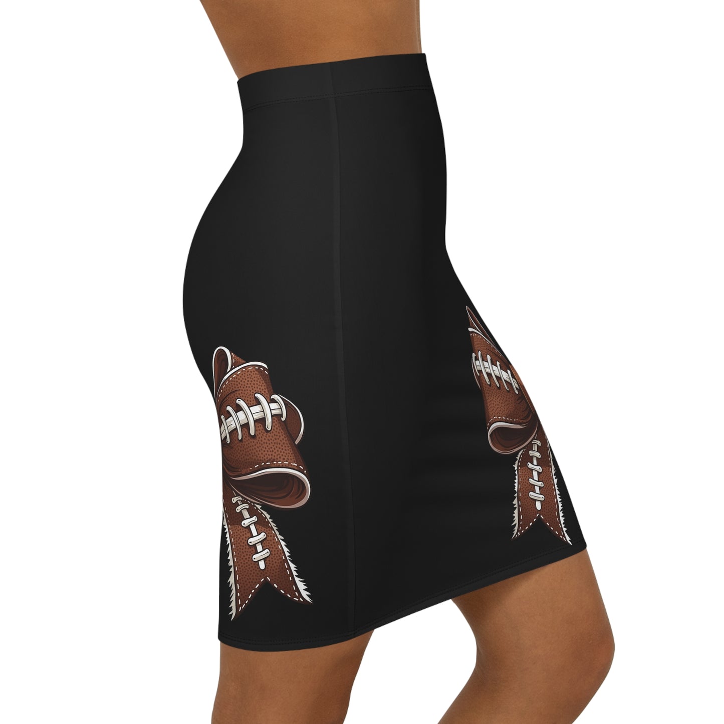Black Football Bow Women's Pencil Skirt, Stylish Skirt Fun Night Out, Team Spirit! Game Day, homecoming
