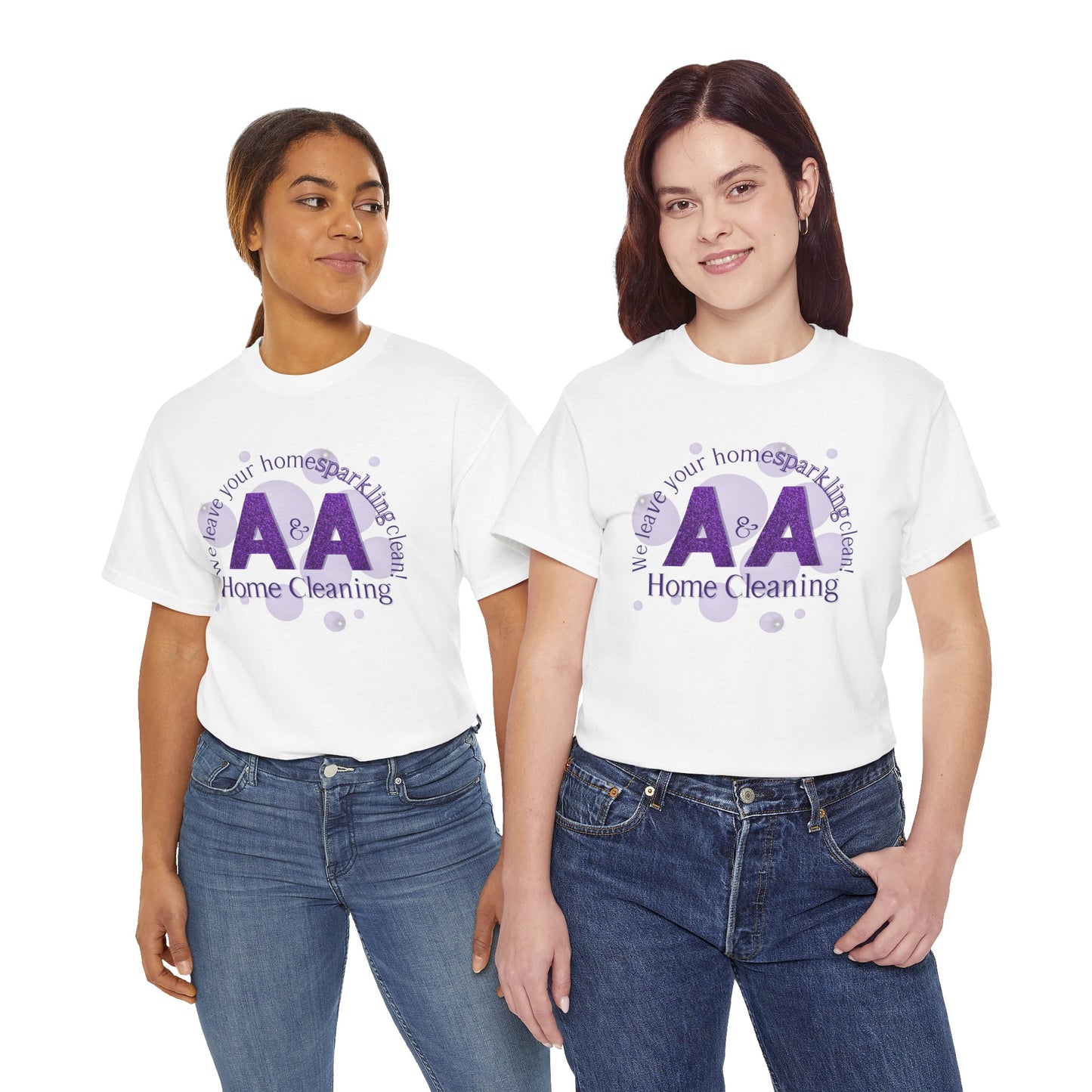 A&A Cleaning Services, Logo, Purple on Gold Crew Neck unisex tshirt, Gildan