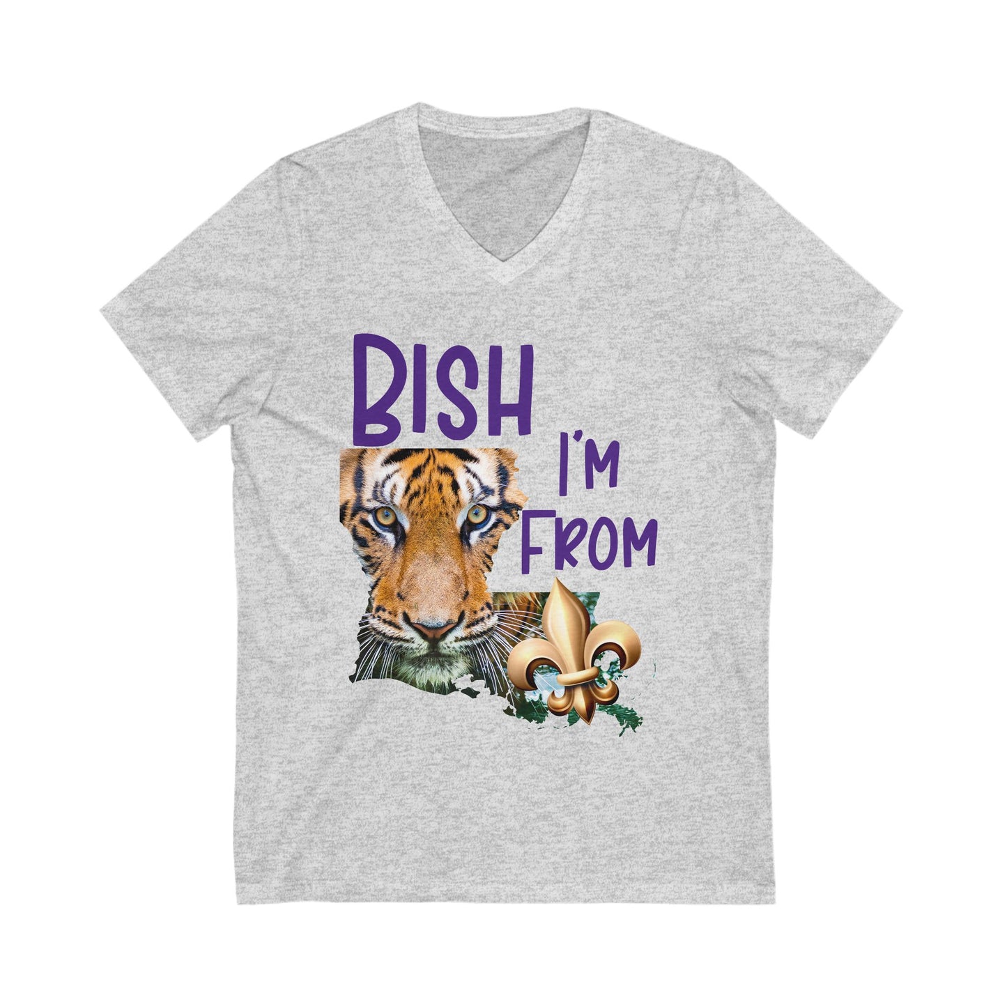 Vibrant Graphic Tee featuring 'BISH I'm FROM' with Tiger & Fleur-de-lis, Casual Wear,
