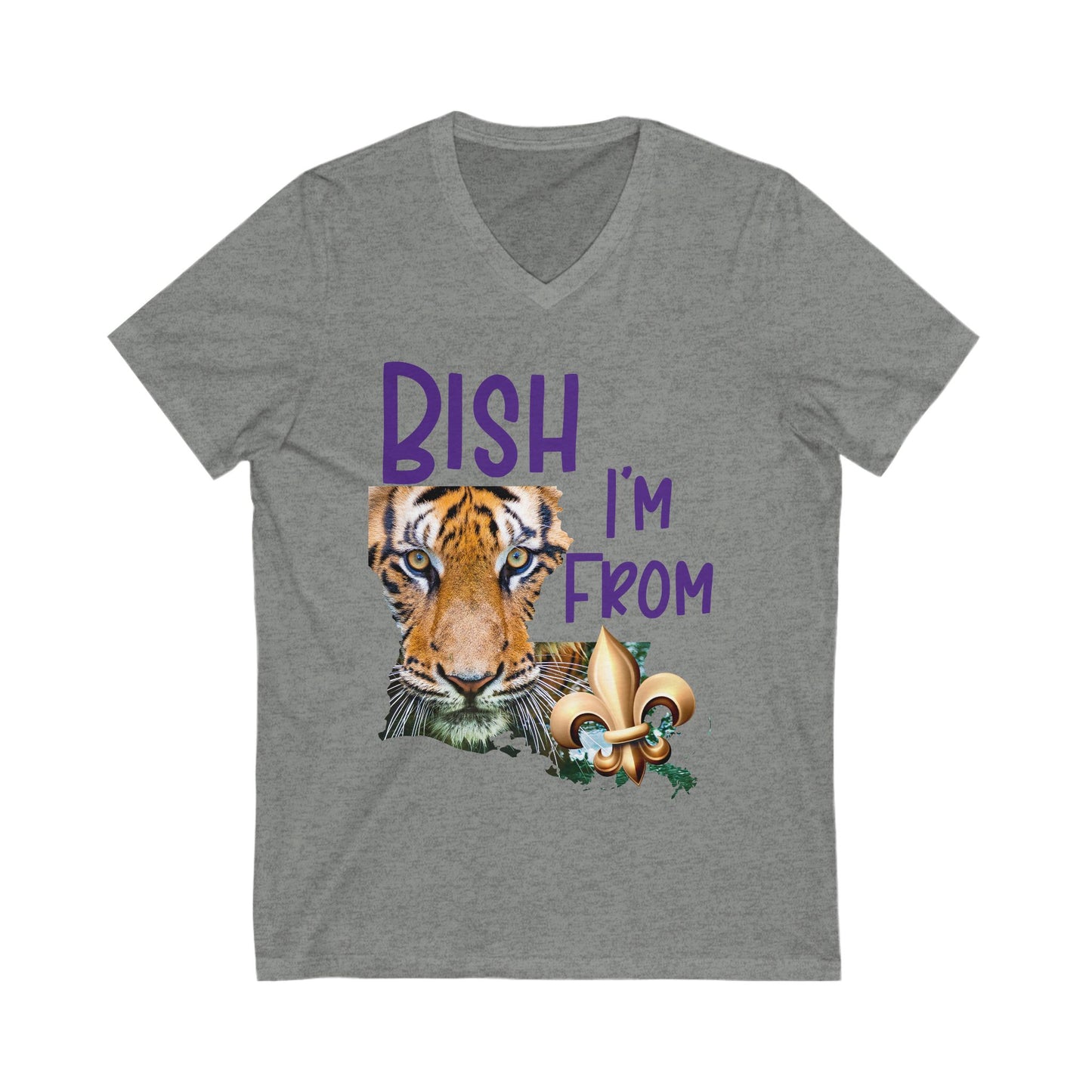 Vibrant Graphic Tee featuring 'BISH I'm FROM' with Tiger & Fleur-de-lis, Casual Wear,