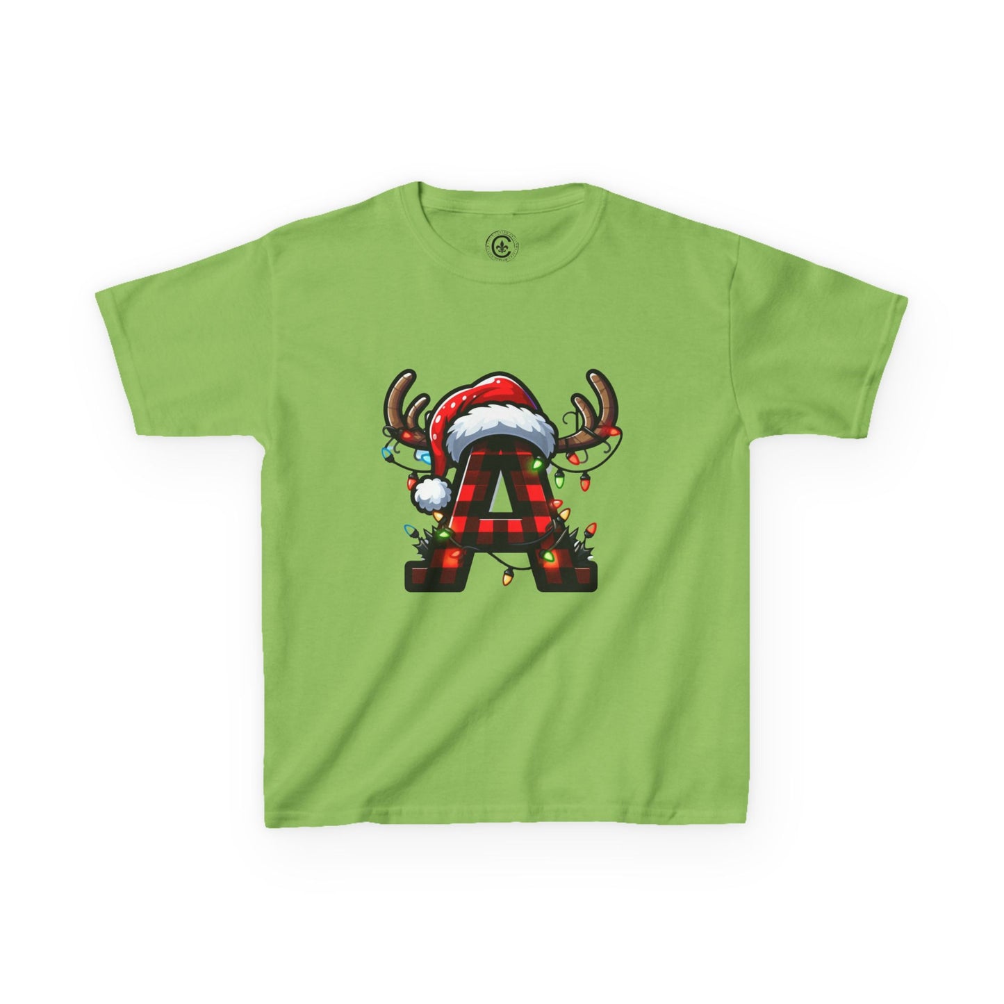 Letter A, Christmas Themed Kids Tee, Holiday Gift for Children, Personalized Holiday Shirt, Kids Holiday Outfit, Family Matching
