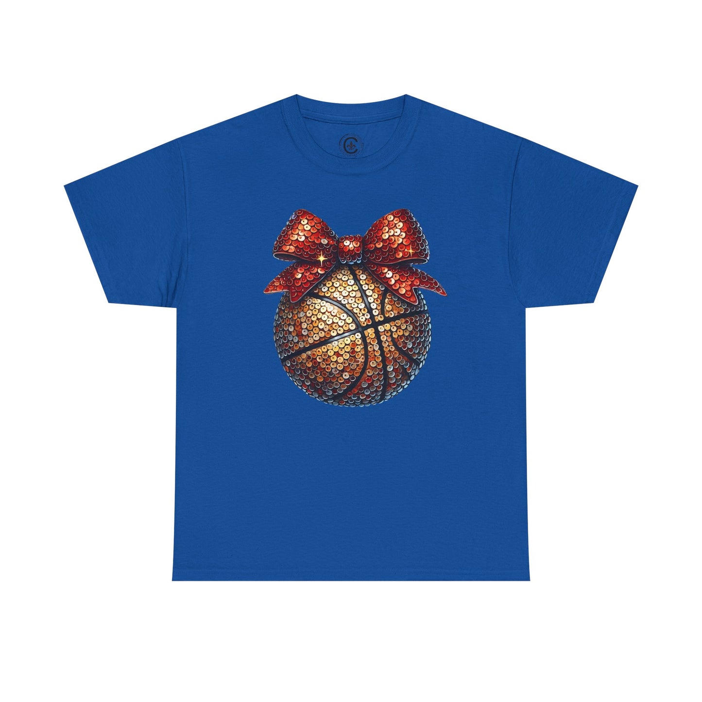 Basketball Glitter with a Bow Tee: Unisex Heavy Cotton Shirt for Sports Lovers, Gift, Basketball Fans