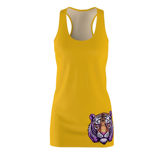 Women's Tiger Print Racerback Dress, Summer Dress, Bohemian Style Dress, Festival Outfit, Casual Wear, Cute Dress for Animal Lovers