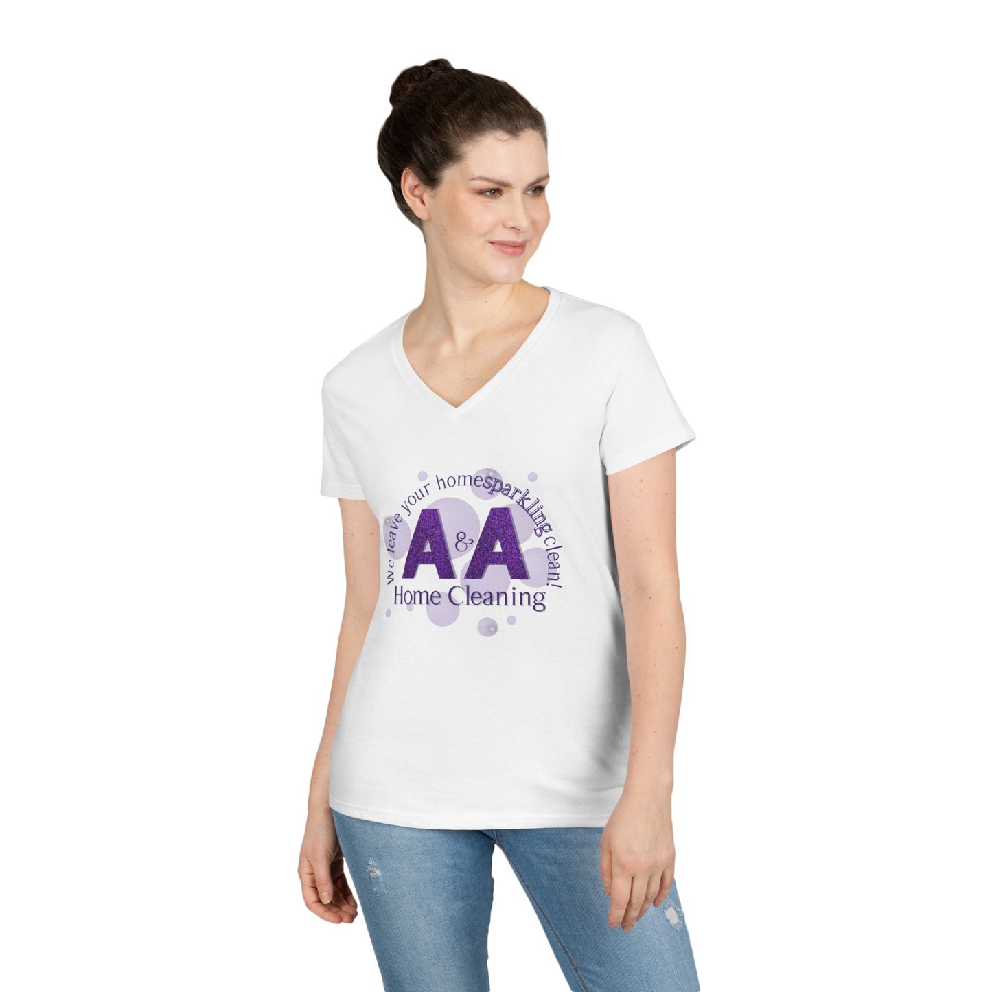 A&A, Purple Logo on a 2nd style vneck, Gildan