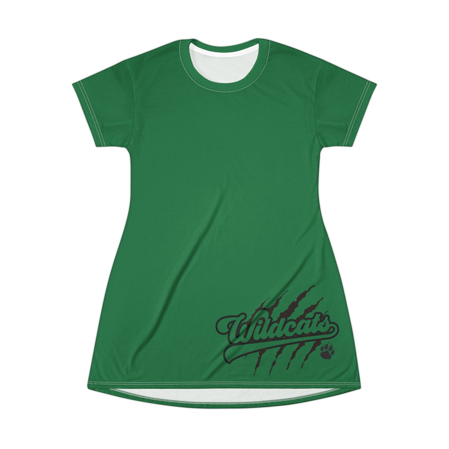 Green Wildcats Graphic T-Shirt Dress, Cute Casual Dress, Summer Fashion, Gift for Her, Game Day Outfit
