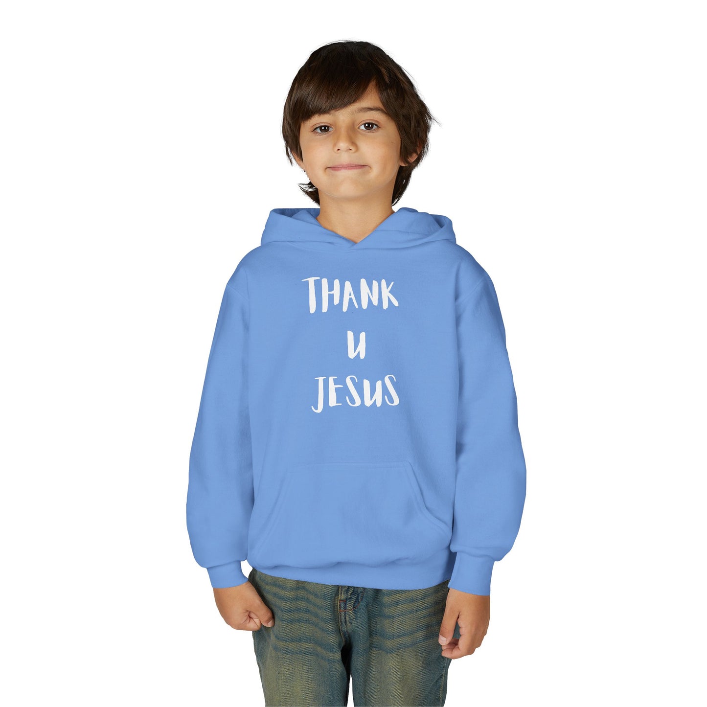 Thank you Jesus, John 3:16 Youth Heavy Blend Hooded Sweatshirt, Thank U Jesus Faith Hoodie, Christian Youth Apparel, Religious Gift for Teens, John 3:16 Inspired