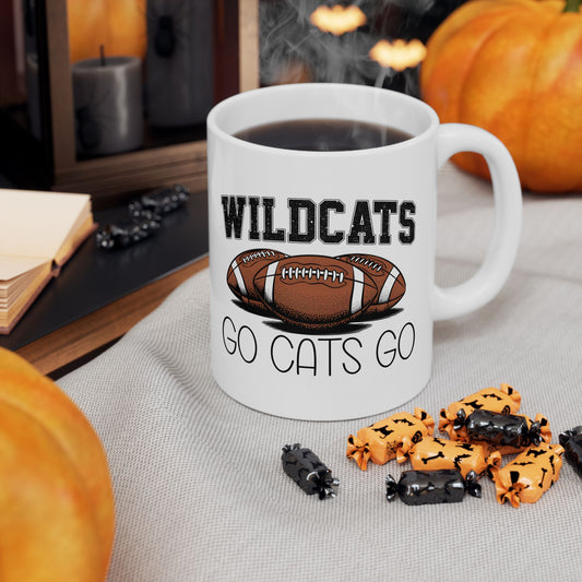 Wildcats Football Ceramic Mug - Sports Fan Gift, Coffee Cup, Game Day Essential, Personalized Mug, Team Spirit