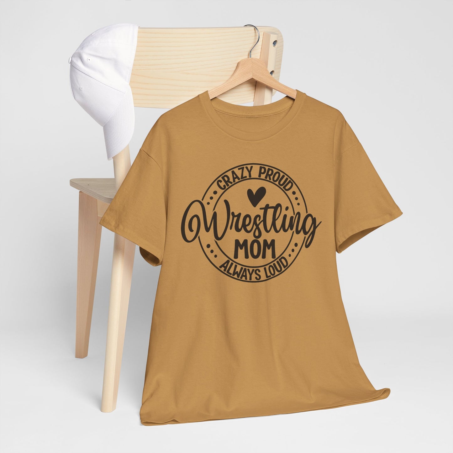 Wrestling Mom Tee, Unisex Heavy Cotton Tee, Proud Mom Shirt, Gift for Wrestling Moms, Sports Apparel, Birthday Gift